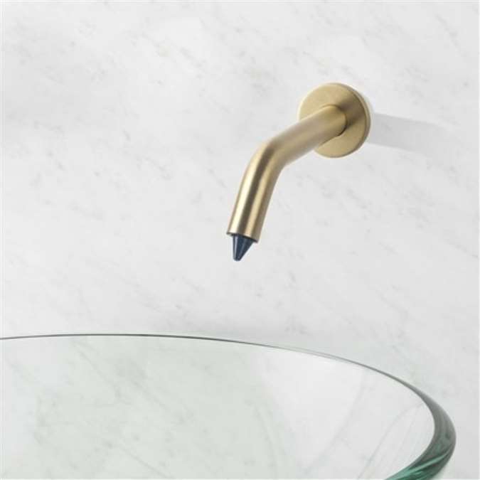 BathSelect Lano Contemporary Style Wall Mount Brushed Gold Finish Commercial Motion Sensor Soap Dispenser