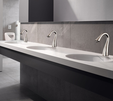 Brushed Nickel Deck Mount Infrared Sensor Faucets