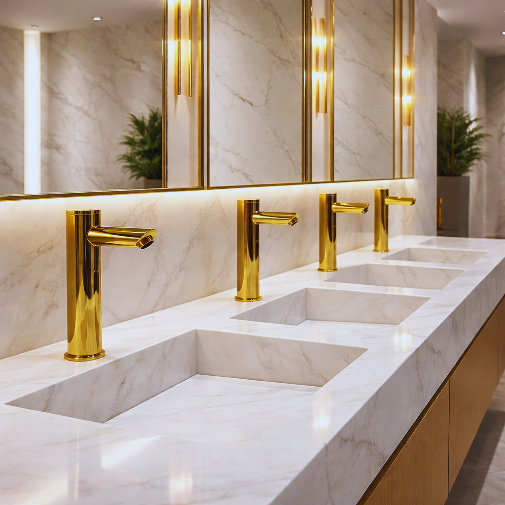 Fontana Vessel Sink and Gold Touchless Motion Sensor Faucet Set