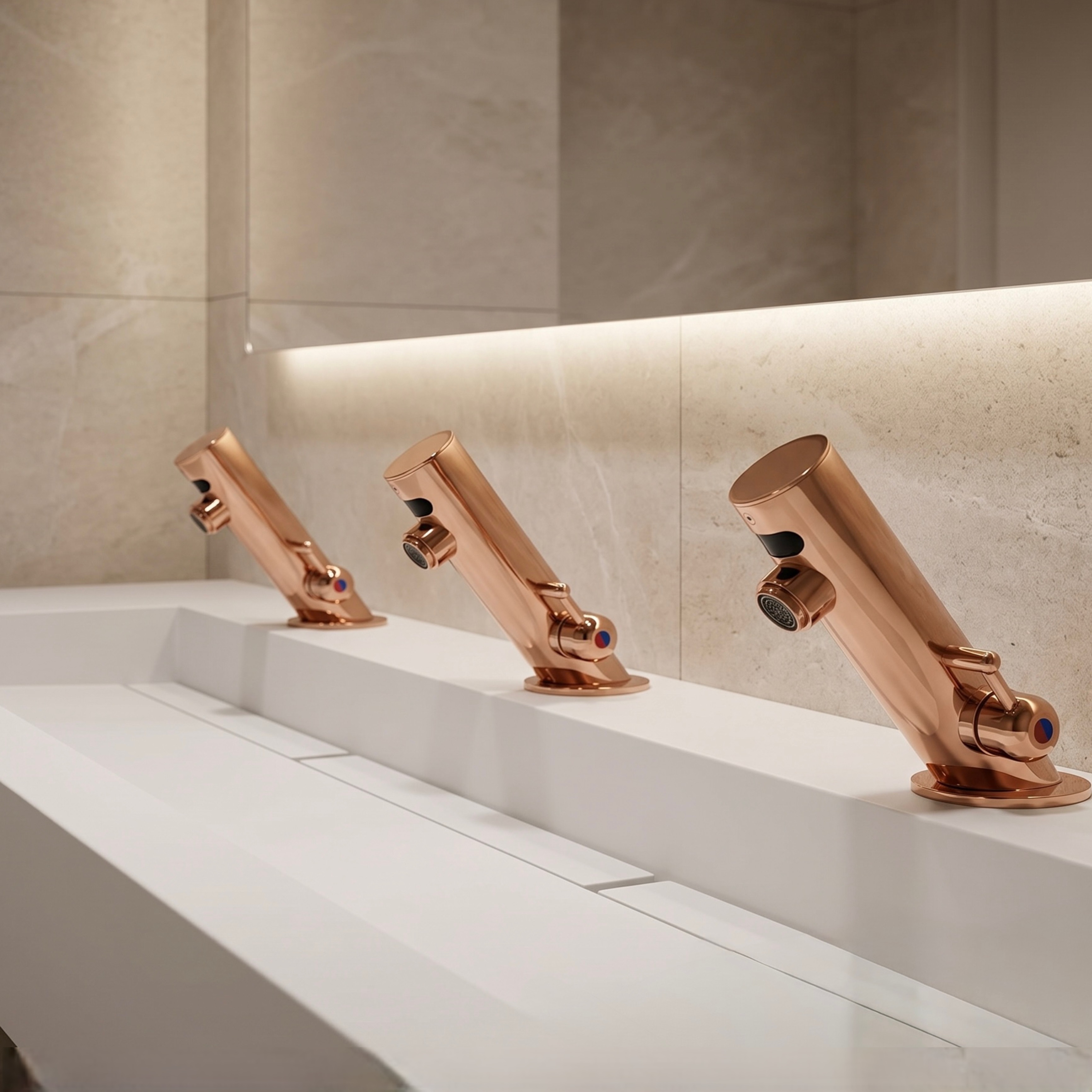 Fontana Leo All-In-One Rose Gold Thermostatic Automatic Commercial Sensor Faucet
