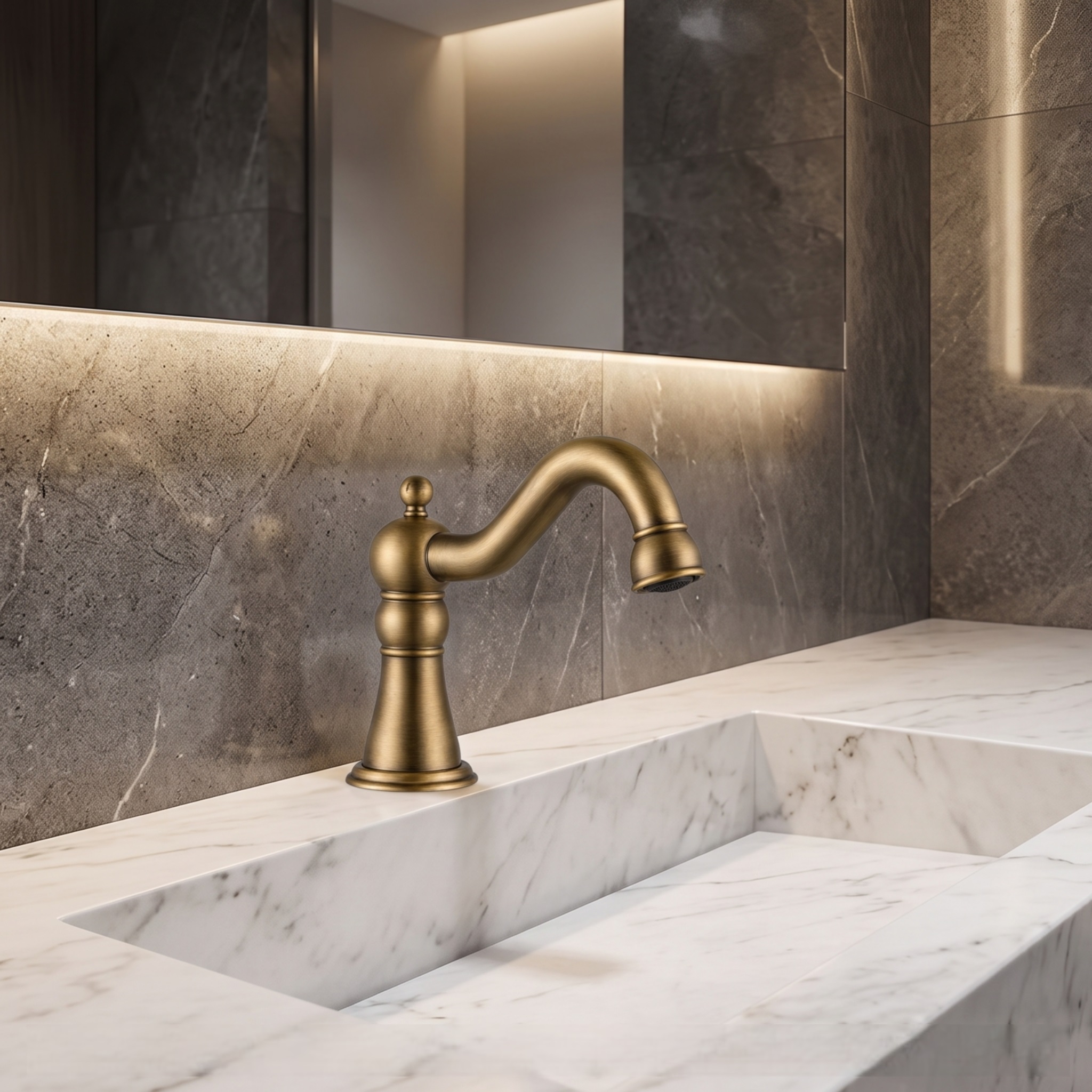 FS-1095AB — Fontana Commercial Antique Brass Automatic Sensor Hands Free Faucet – Product View 1
