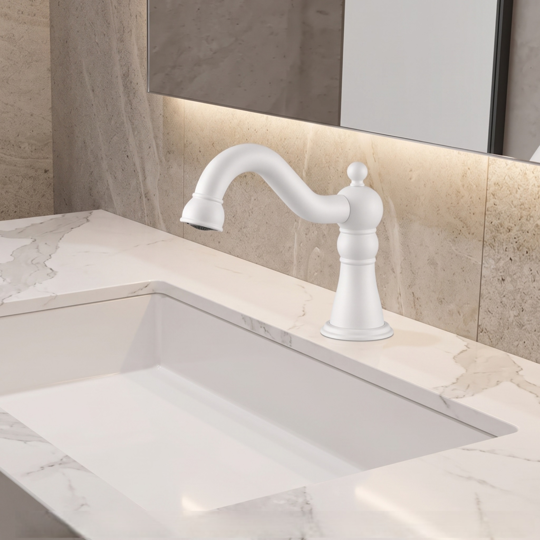 FS-1095MW — Fontana Commercial Matte White Automatic Sensor Hands Free Faucet