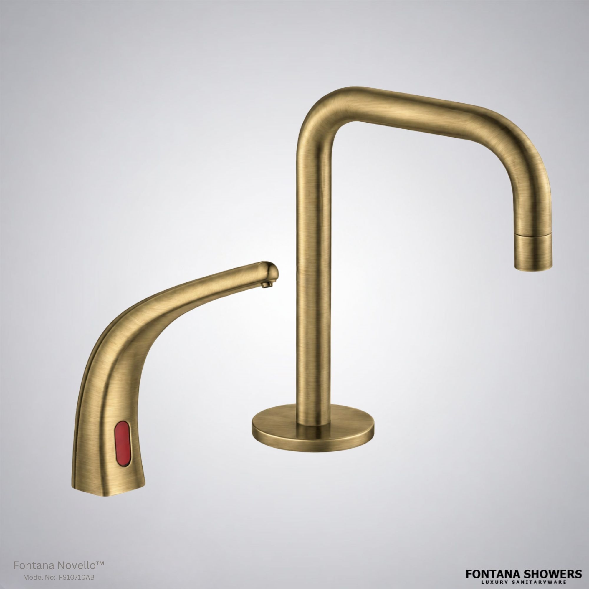 Fontana FS10710 Antique Brass Touchless Faucet & Soap Dispenser Set