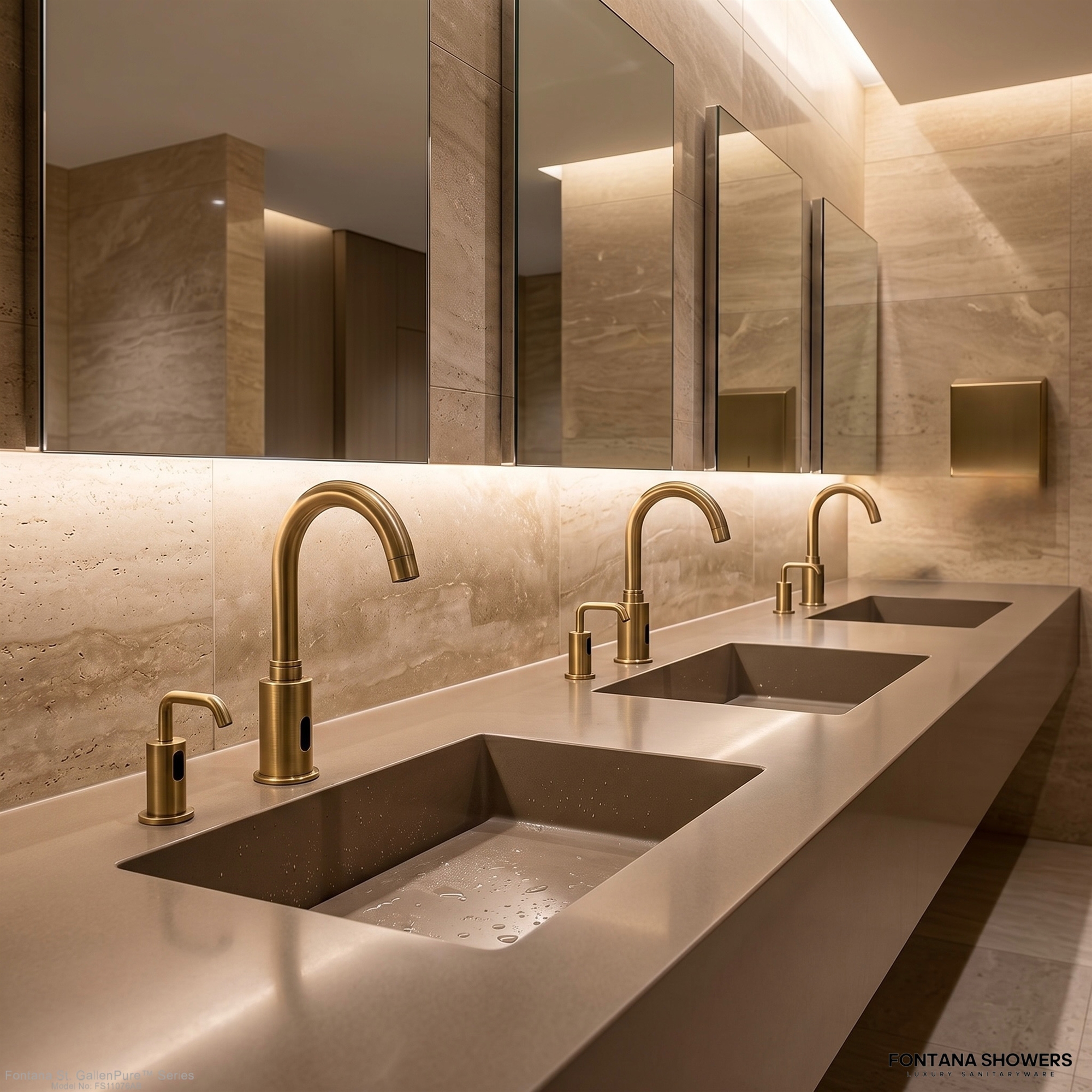 Fontana St. GallenPure Series Antique Brass Touchless Faucet & Soap Dispenser