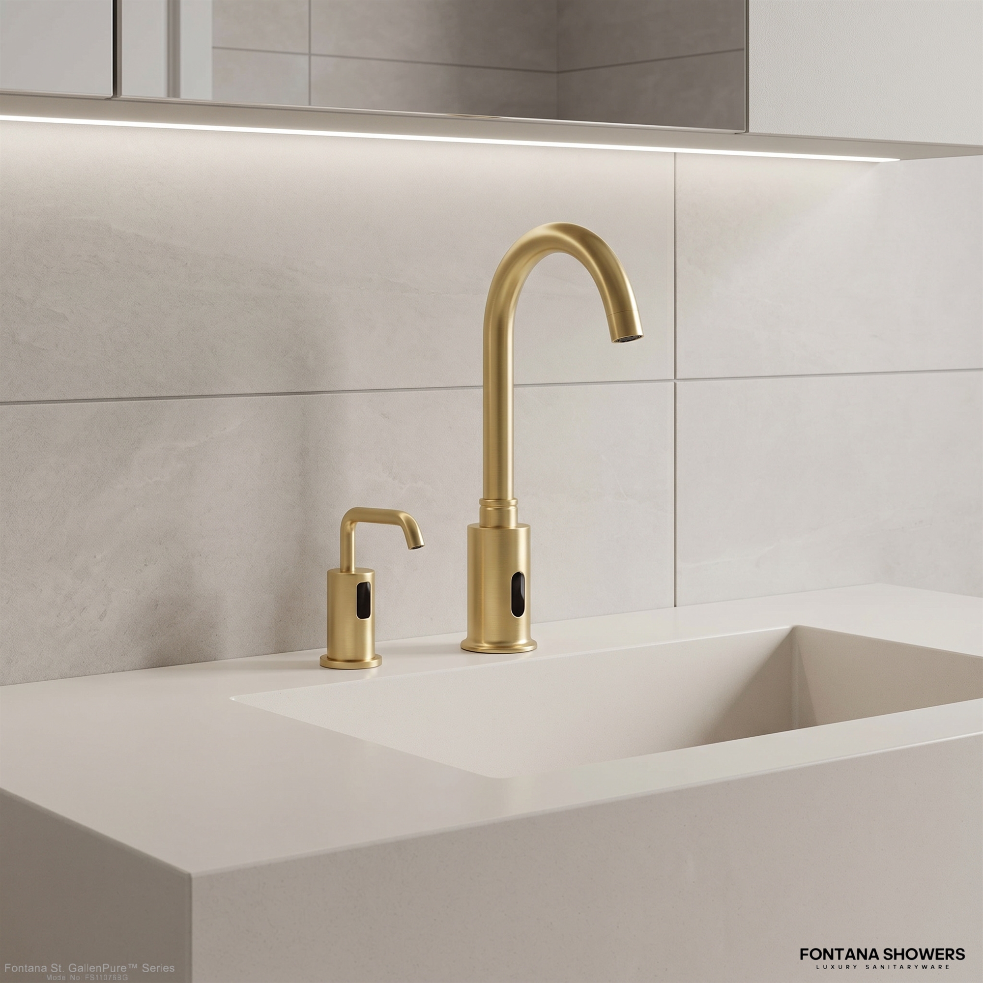 Fontana St. GallenPure Series Brushed Gold Touchless Faucet & Soap Dispenser
