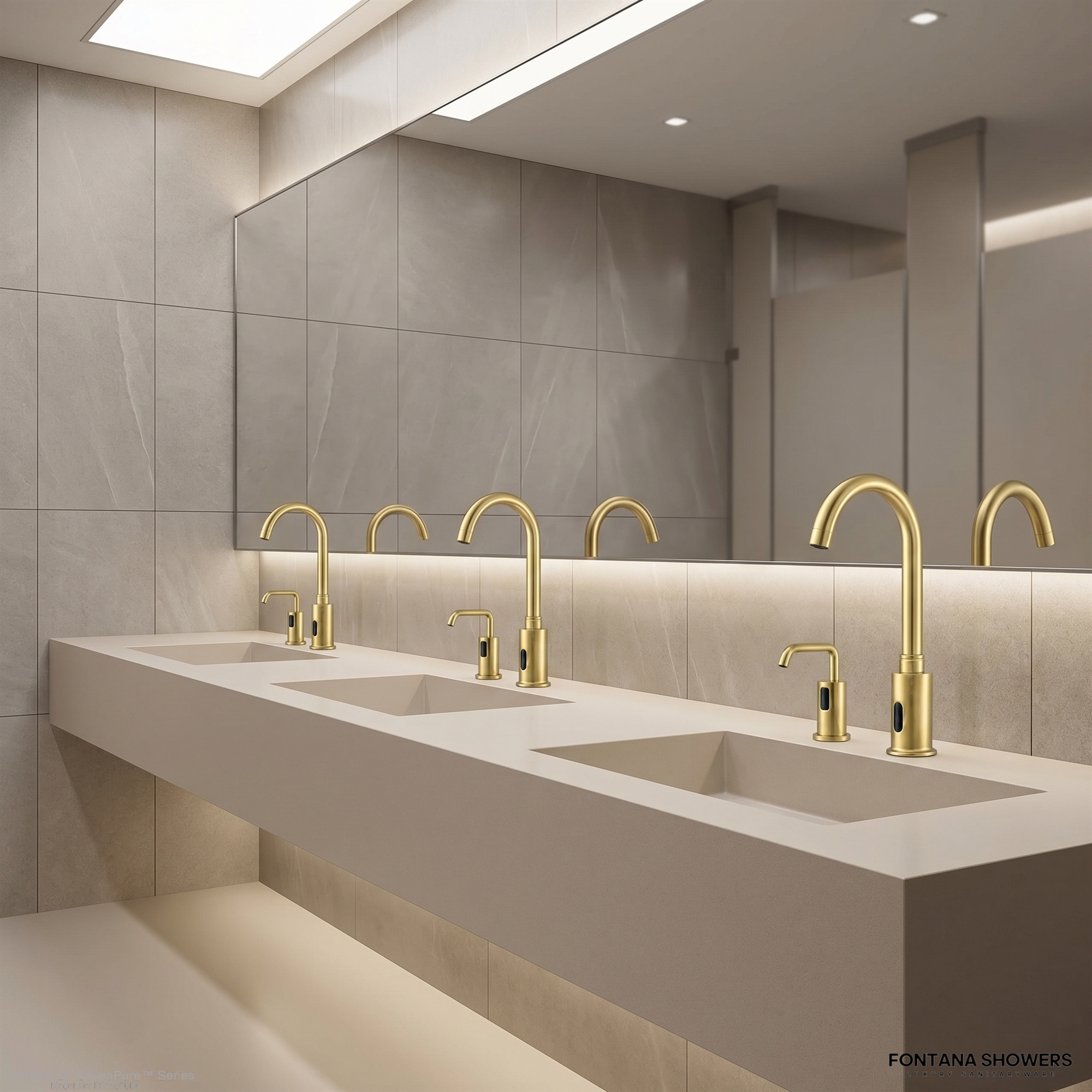 Fontana St. GallenPure Series Brushed Gold Touchless Faucet & Soap Dispenser