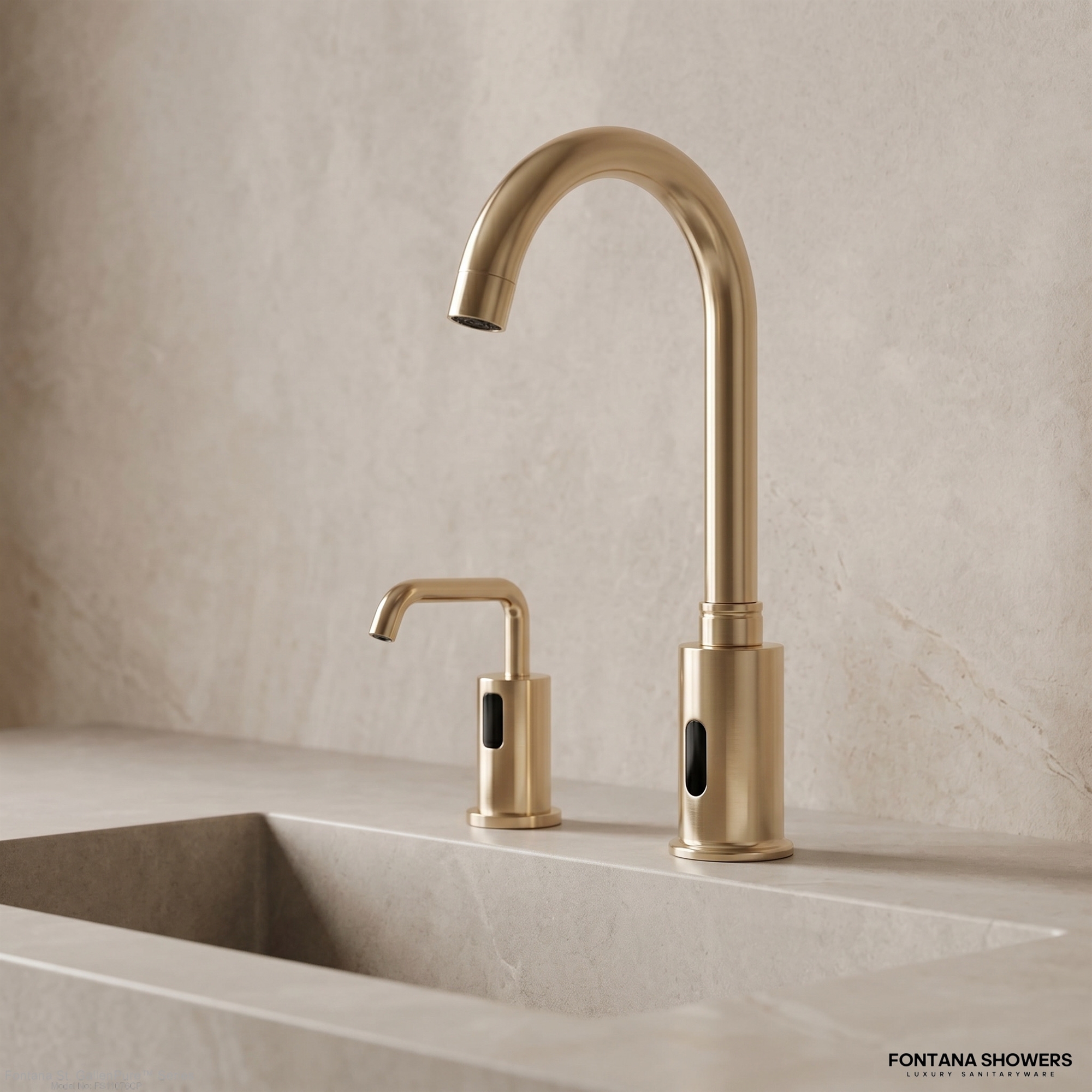 Fontana St. GallenPure Series Champagne Touchless Faucet & Soap Dispenser