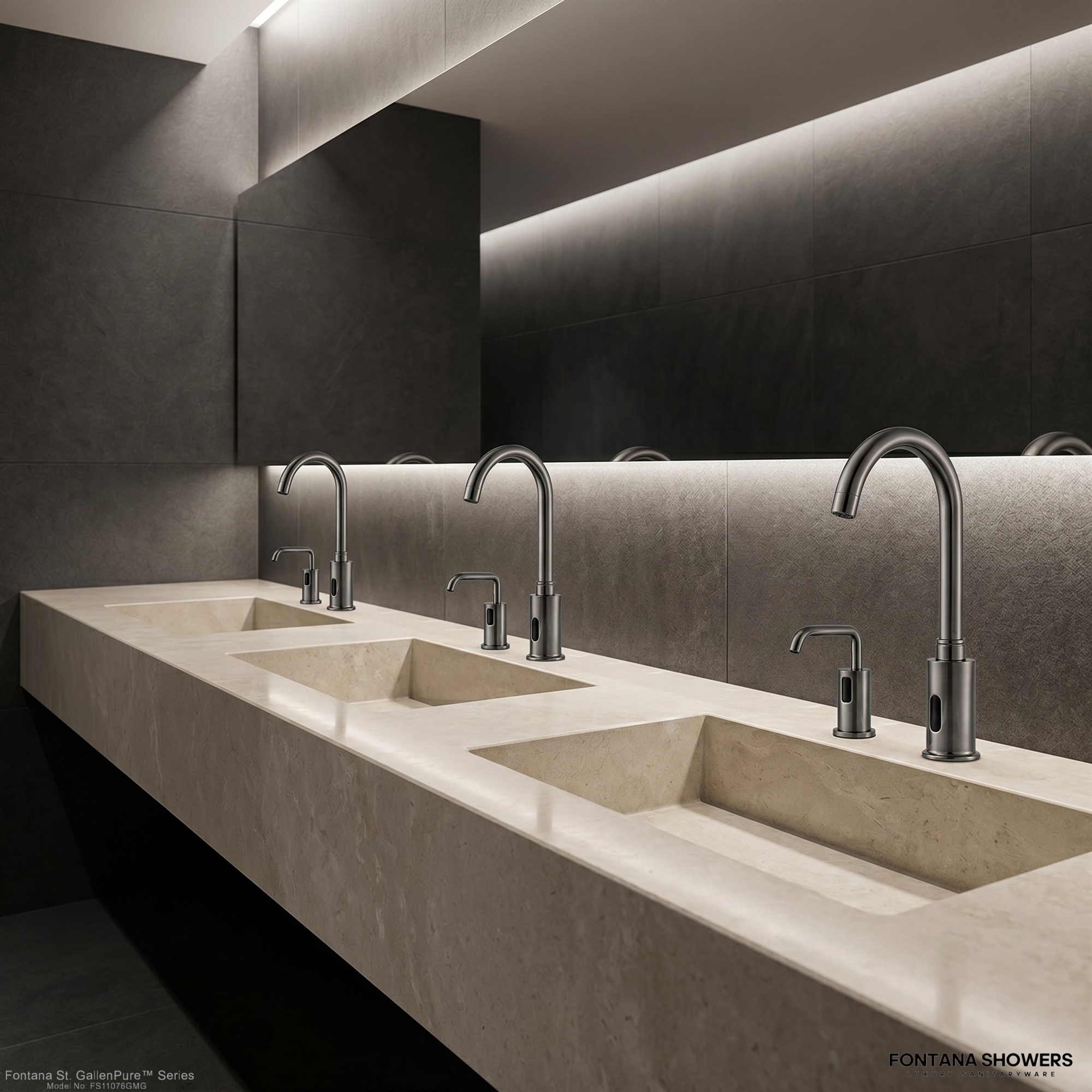 Fontana St. GallenPure Series Gun Metal Gray Touchless Faucet & Soap Dispenser