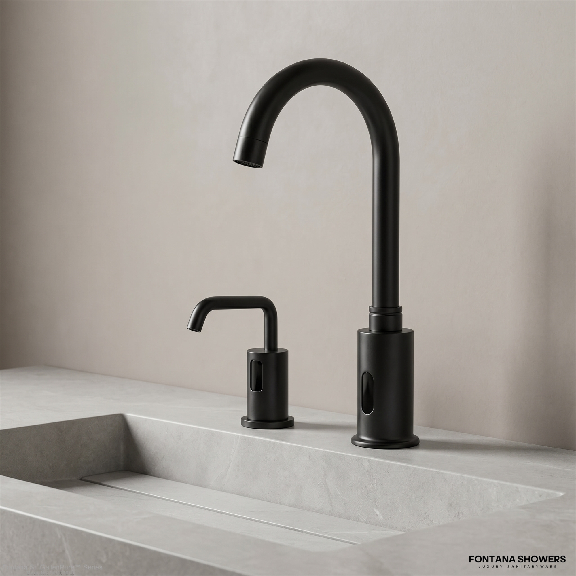 Fontana St. GallenPure Series Matte Black Touchless Faucet & Soap Dispenser