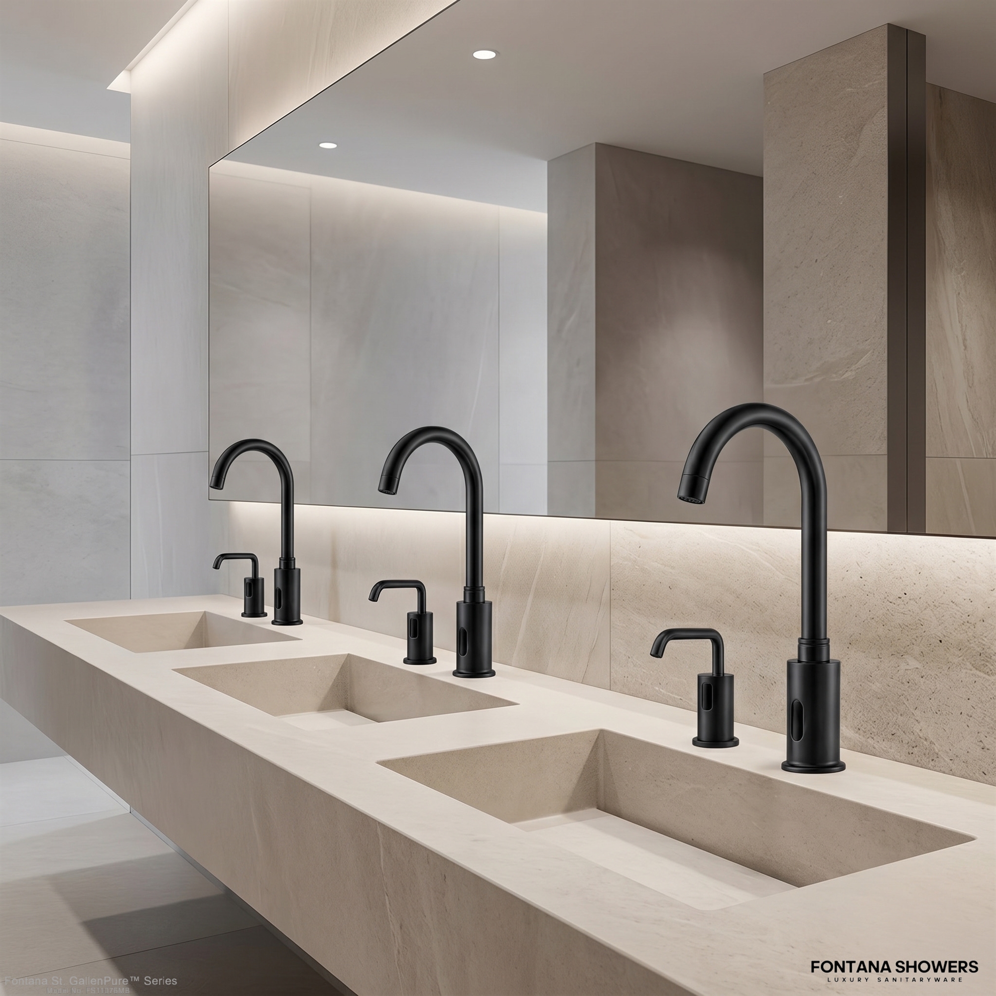 Fontana St. GallenPure Series Matte Black Touchless Faucet & Soap Dispenser