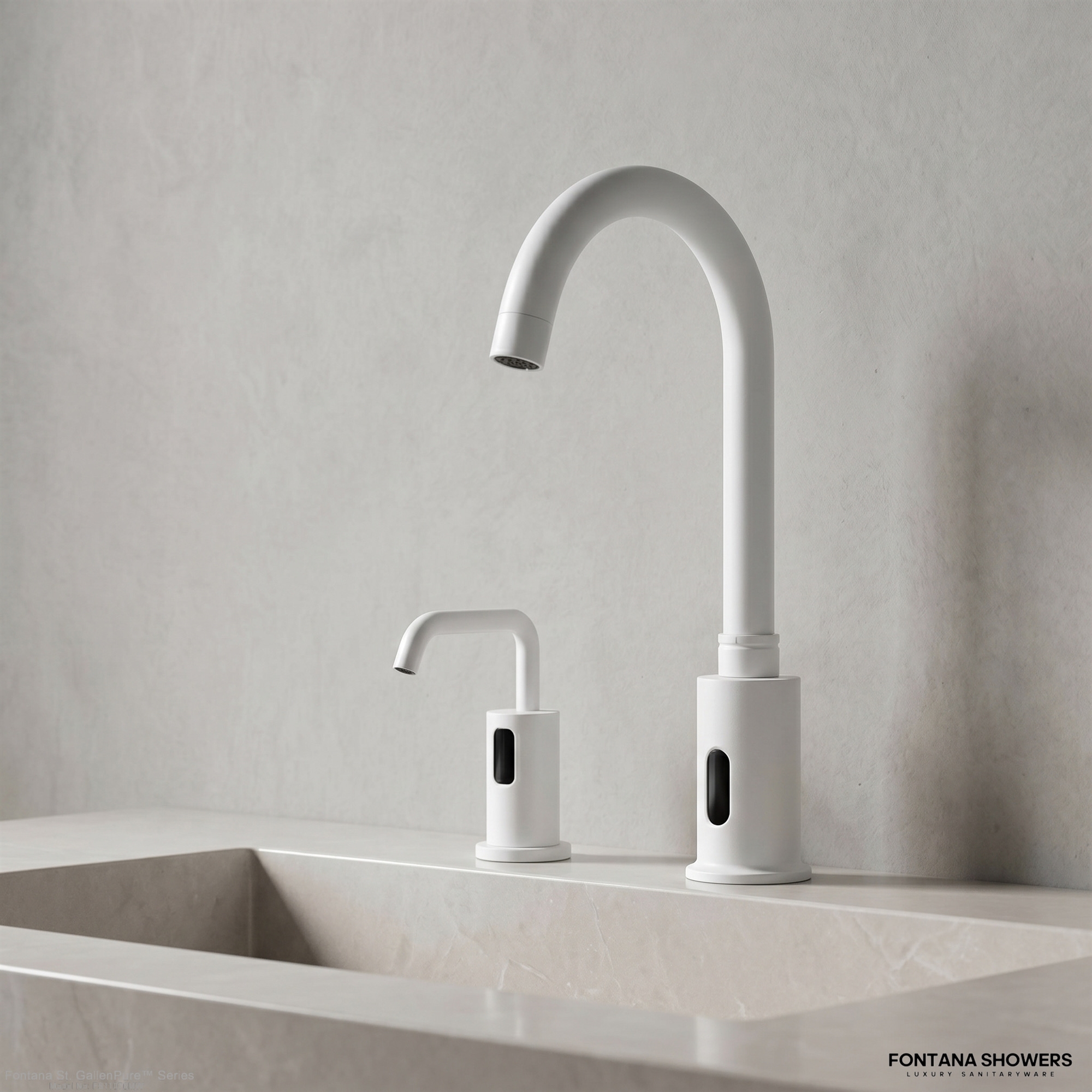 Fontana St. GallenPure Series Matte White Touchless Faucet & Soap Dispenser