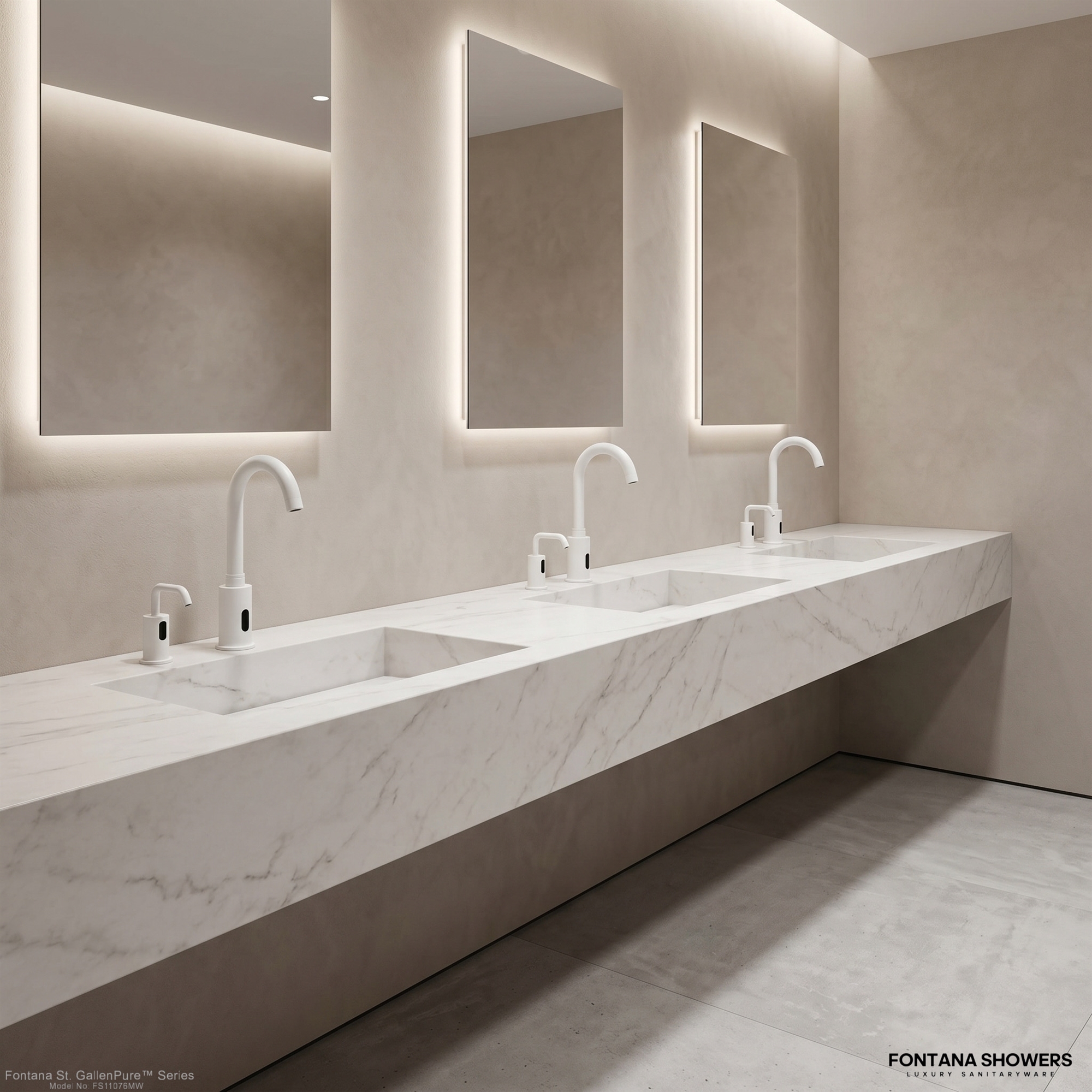 Fontana St. GallenPure Series Matte White Touchless Faucet & Soap Dispenser