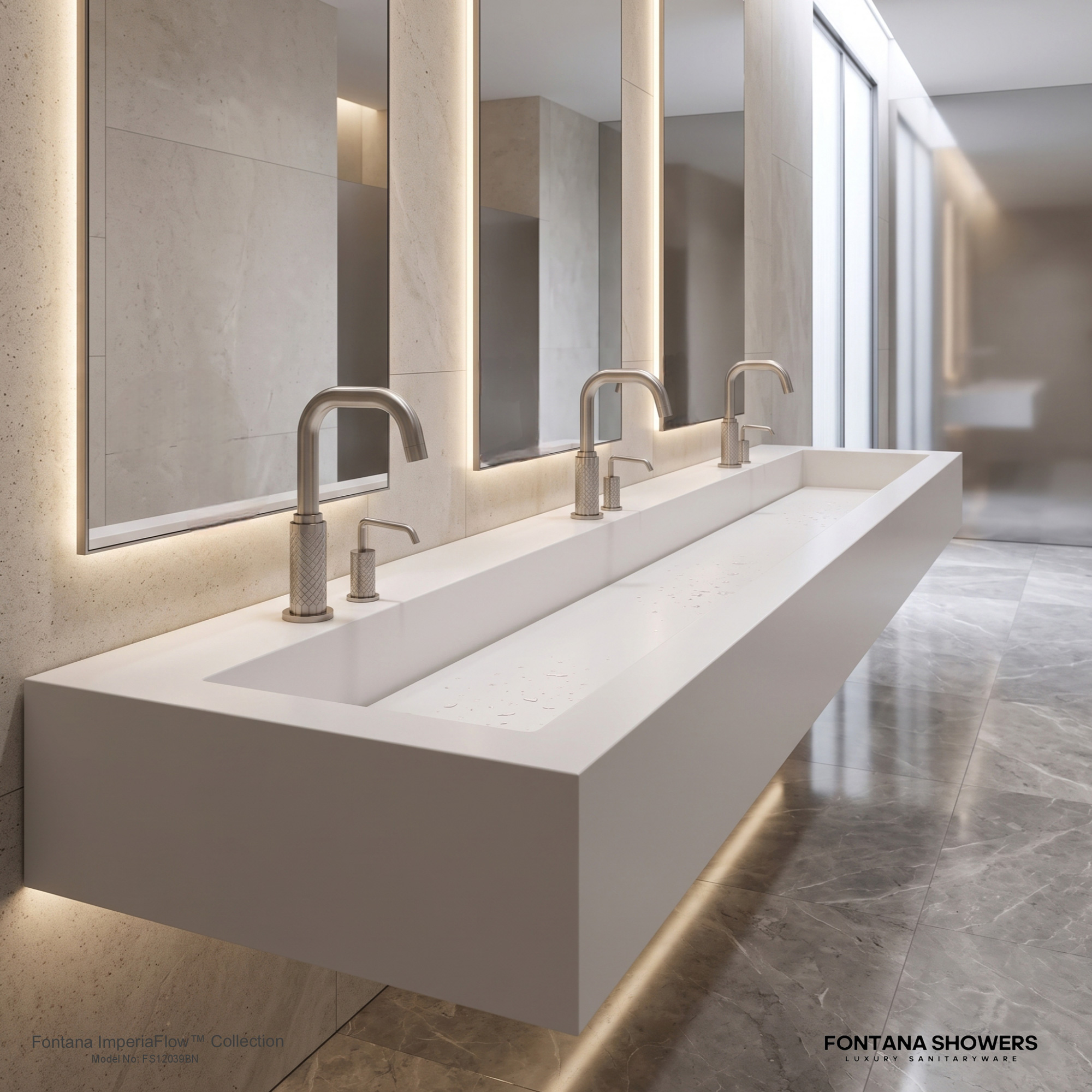 Fontana FS12039 Brushed Nickel Touchless Faucet & Soap Dispenser Set
