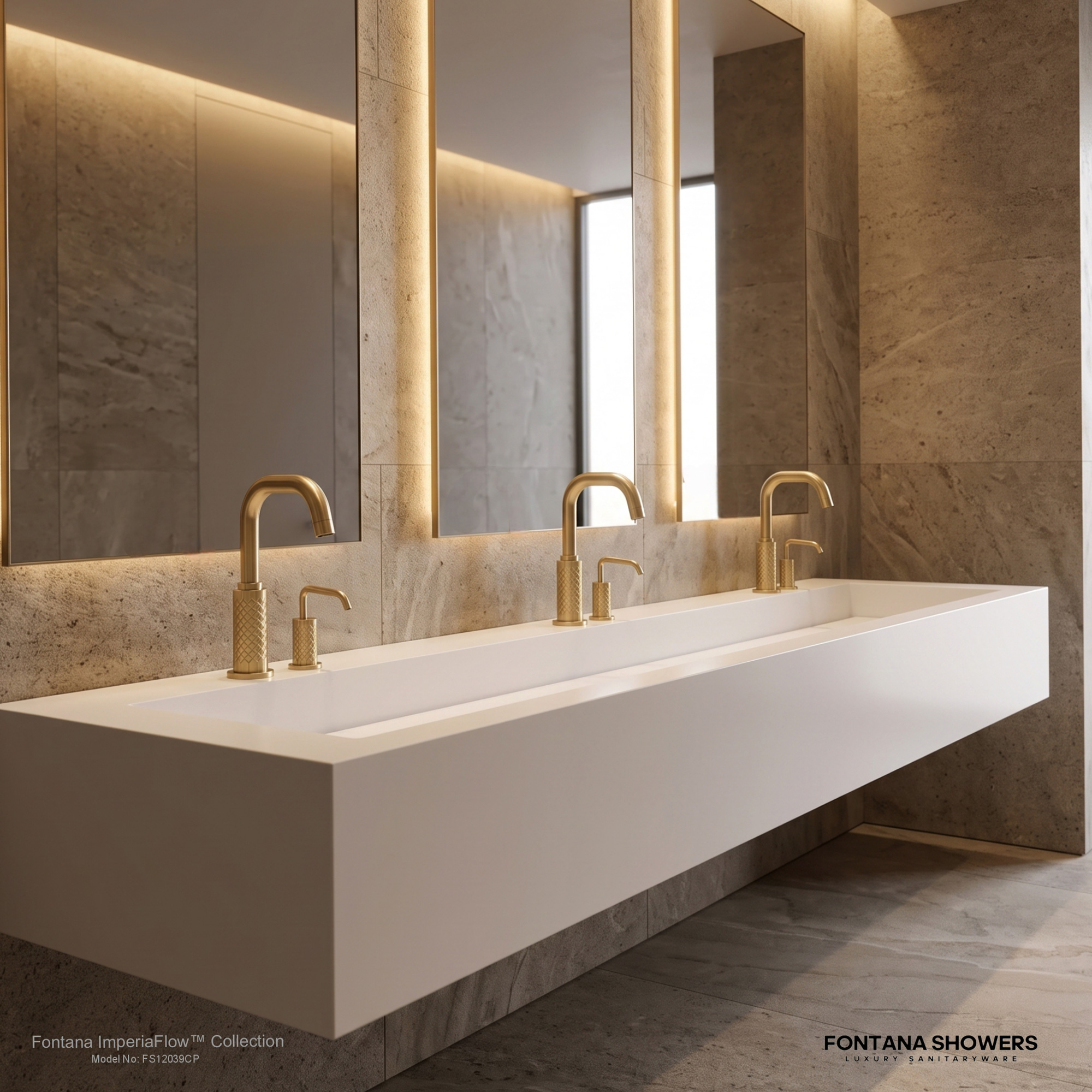 Fontana FS12039 Champagne Touchless Faucet & Soap Dispenser Set