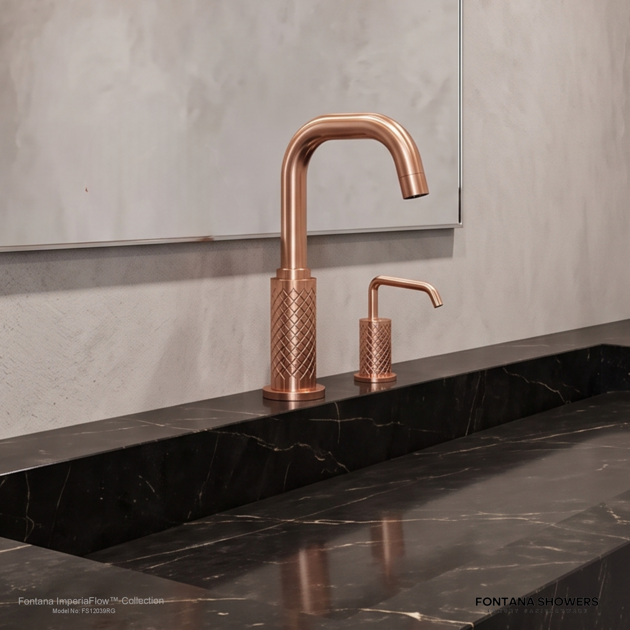 Fontana FS12039 Rose Gold Touchless Faucet & Soap Dispenser Set