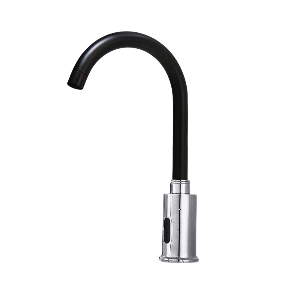 Fontana Catania Goose Neck Commercial Automatic Black/Chrome Sensor Faucet