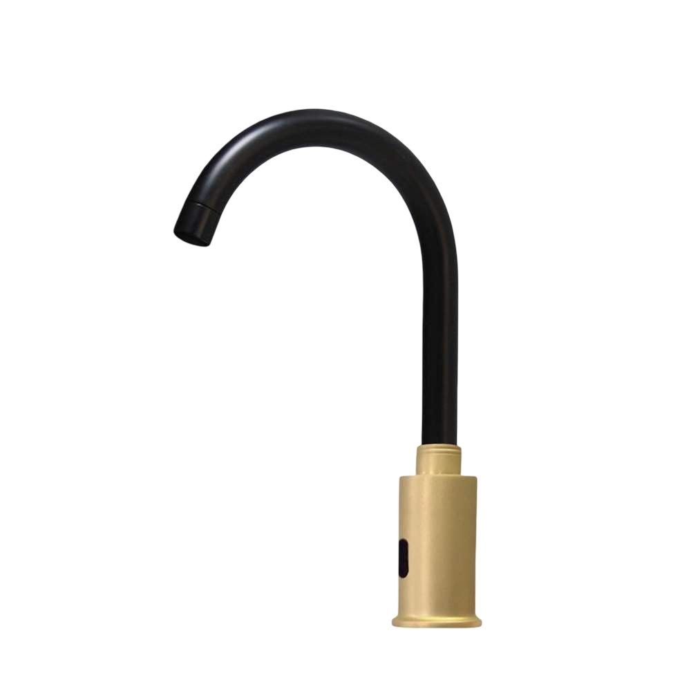 Fontana Parma Goose Neck Black/Brushed Gold Commercial Automatic Sensor Faucet