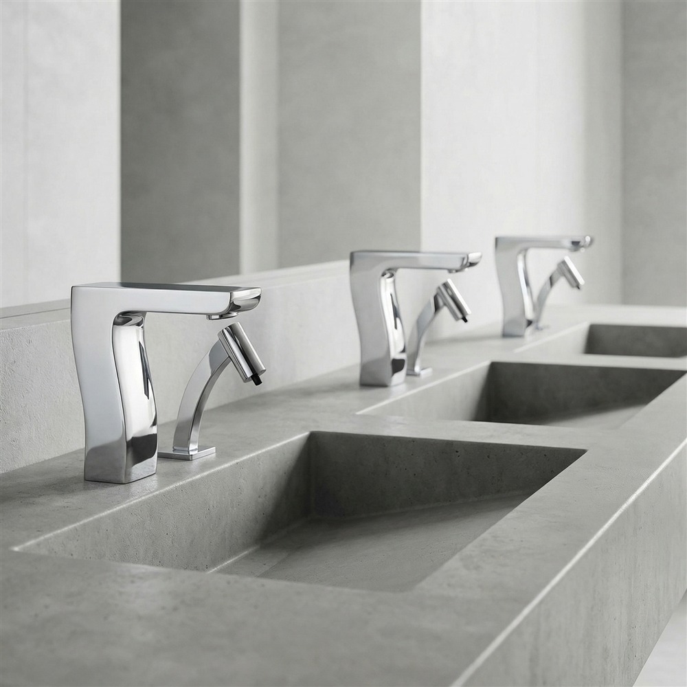 Fontana Bravat Chrome Touchless Automatic Commercial Sensor Faucet & Automatic Soap Dispenser