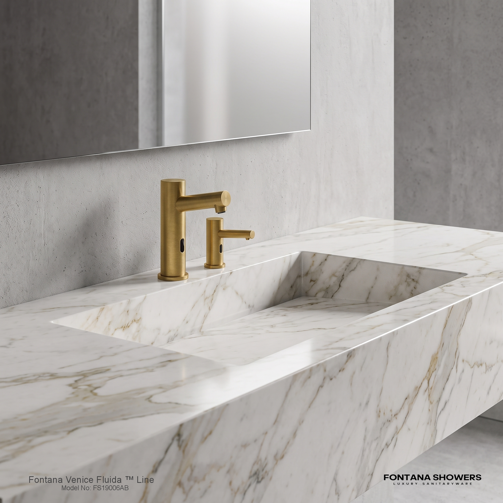 Fontana Venice Antique Brass Commercial Motion Sensor Faucet & Automatic Touchless Soap Dispenser