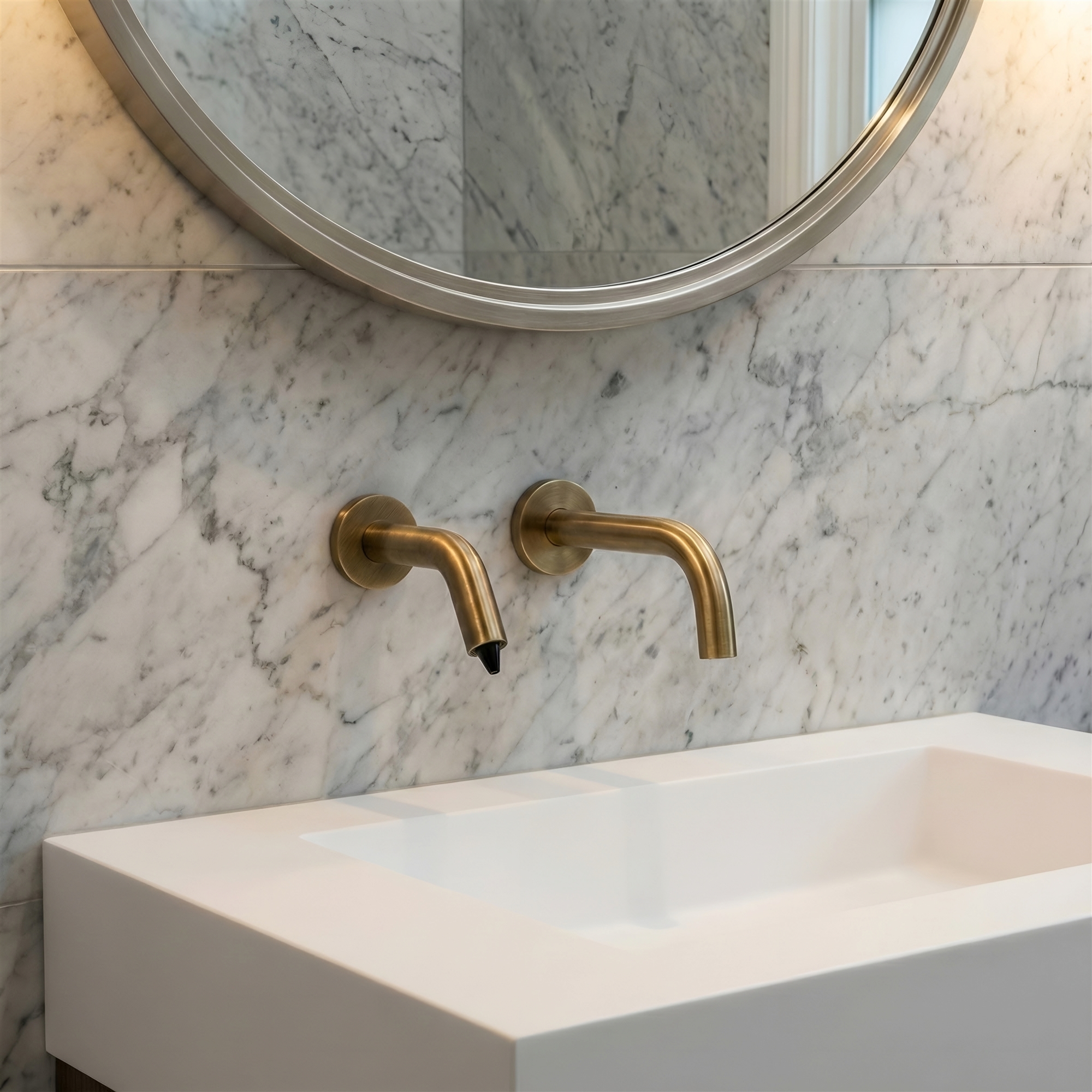 Fontana PureEdge Antique Brass Touchless Faucet & Dispenser Set