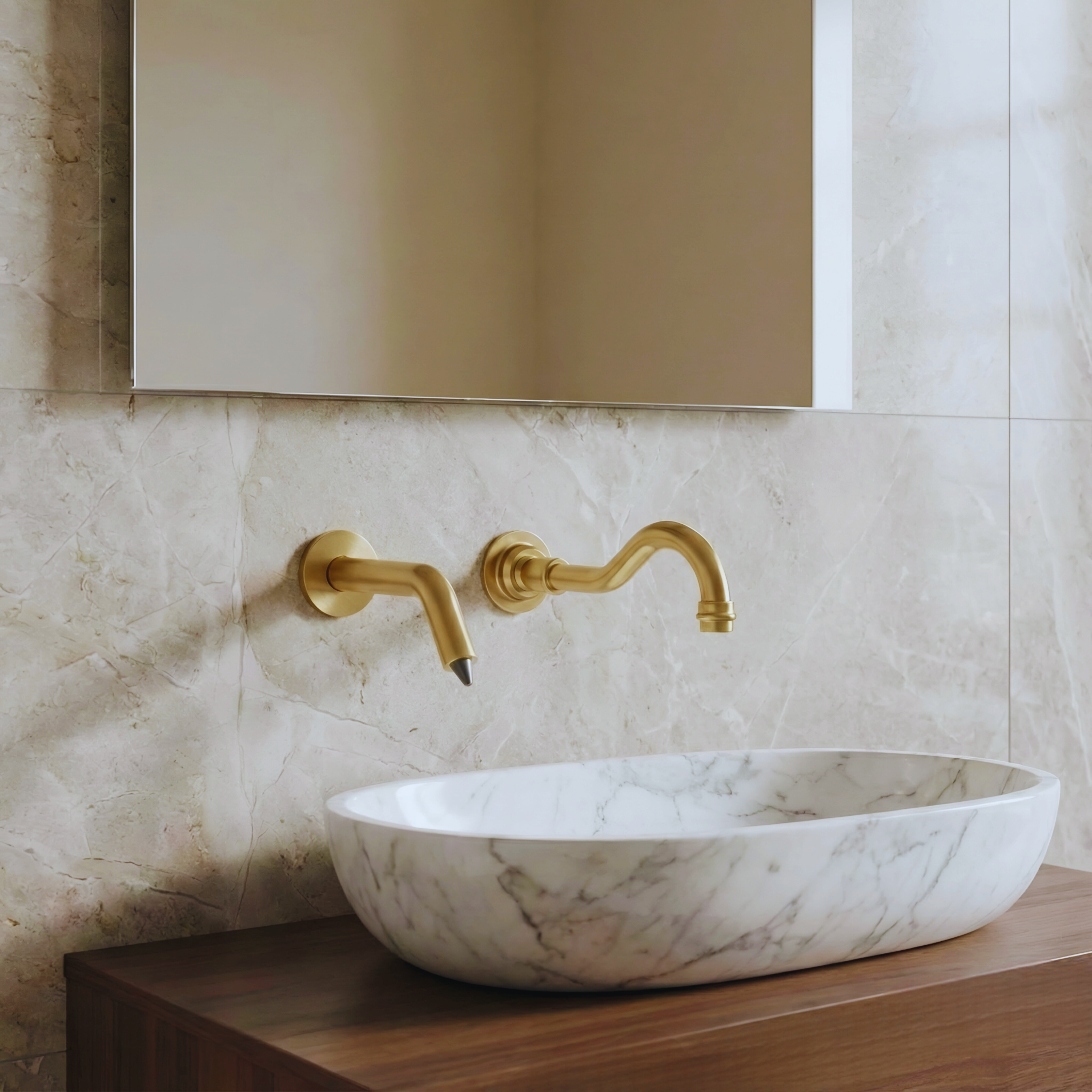 Fontana NexaSense Brushed Gold Two-Hole Touchless Faucet With Dispenser