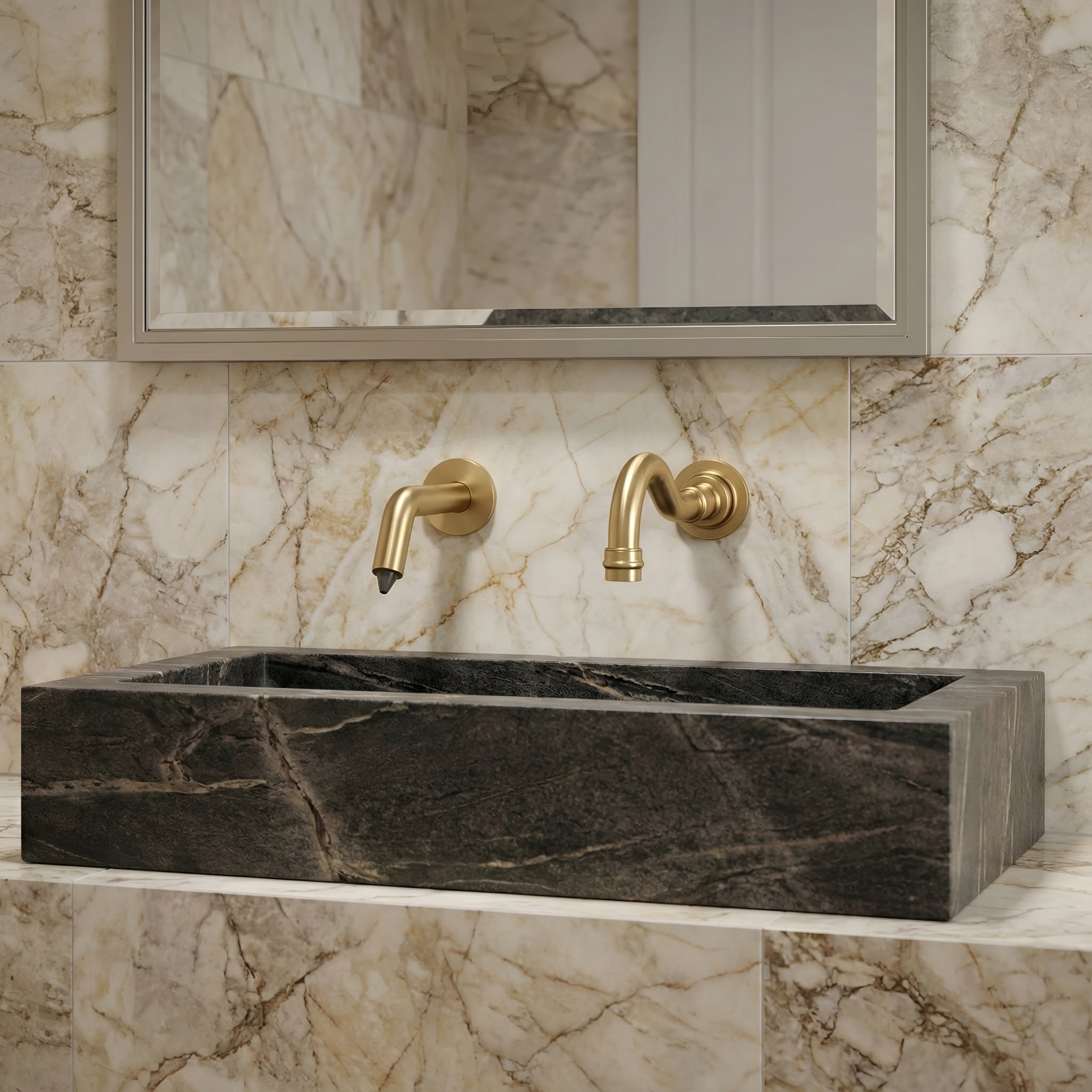 Fontana NexaSense Gold Two-Hole Touchless Faucet With Dispenser