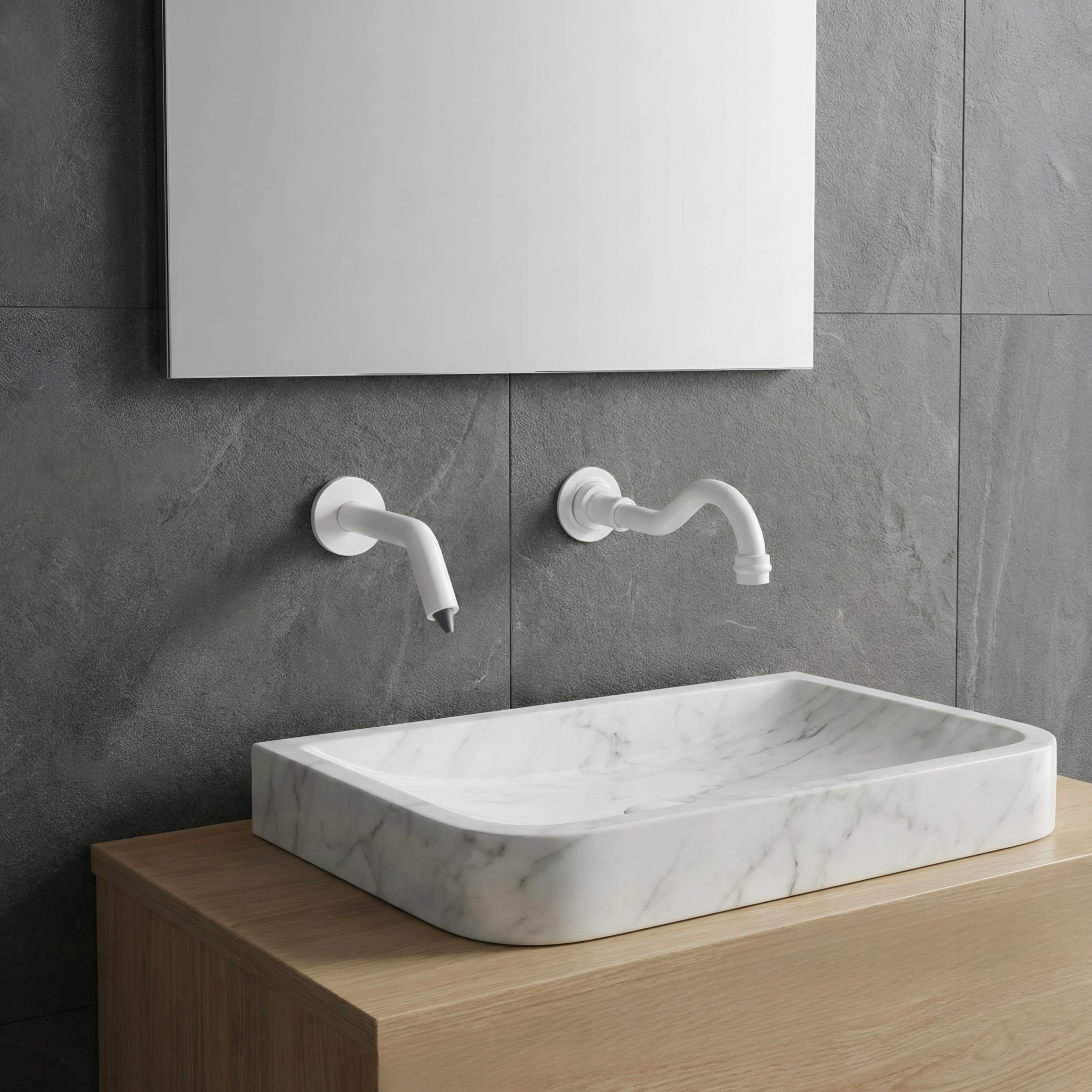 Fontana NexaSense Matte White Two-Hole Touchless Faucet With Dispenser