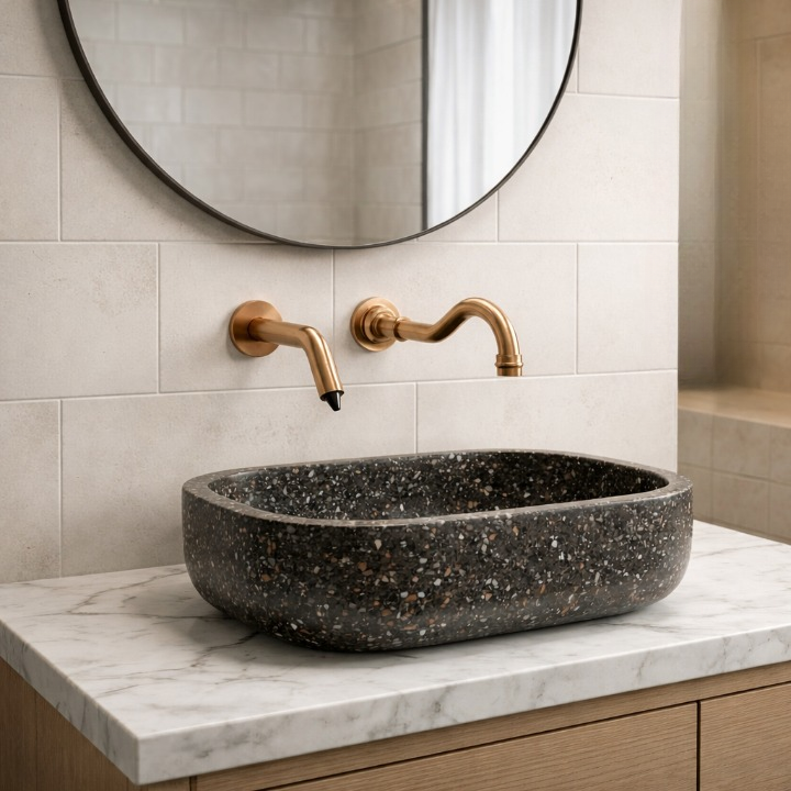 Fontana NexaSense Rose Gold Two-Hole Touchless Faucet With Dispenser