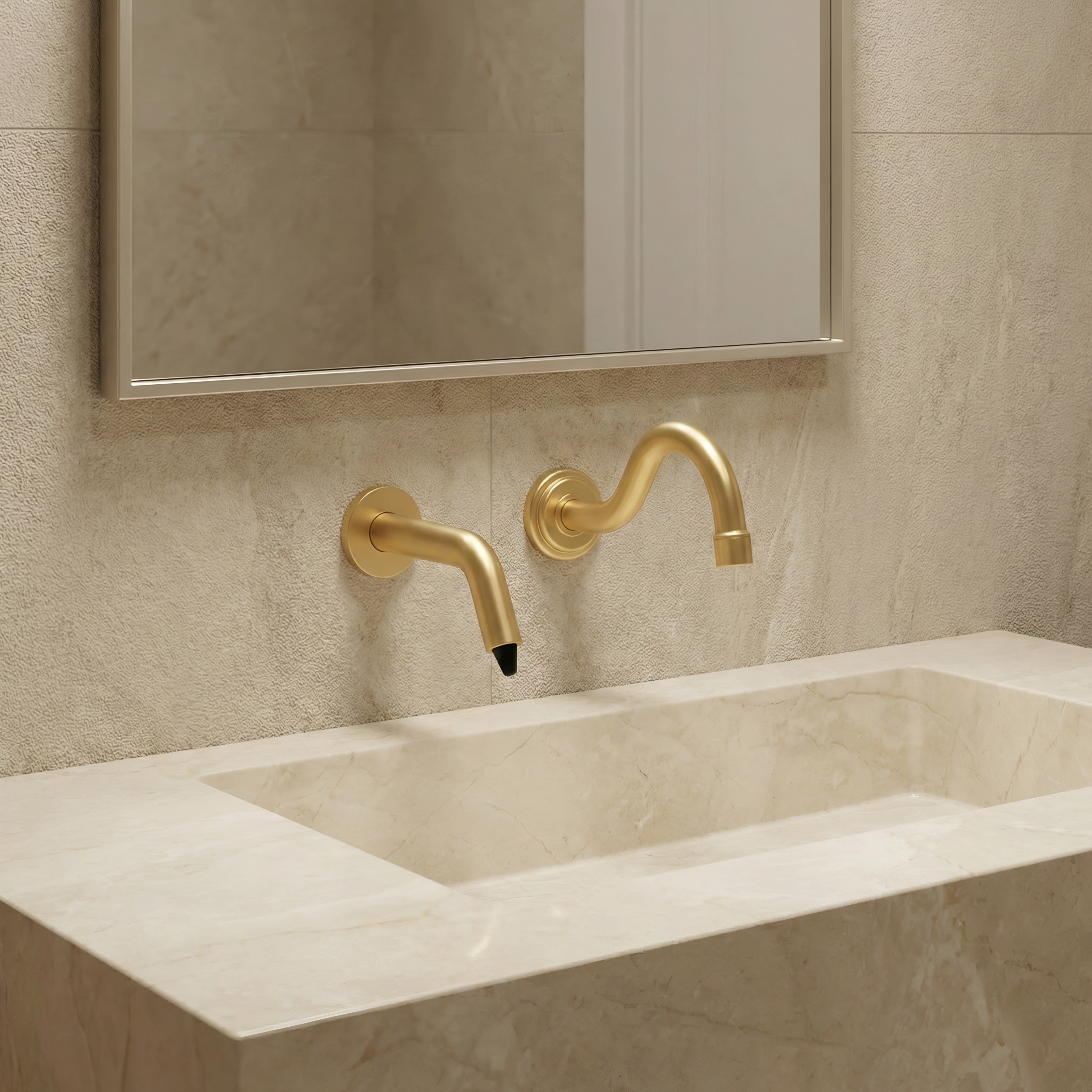 Fontana SmartRinse Brushed Gold Touchless Faucet With Dispenser