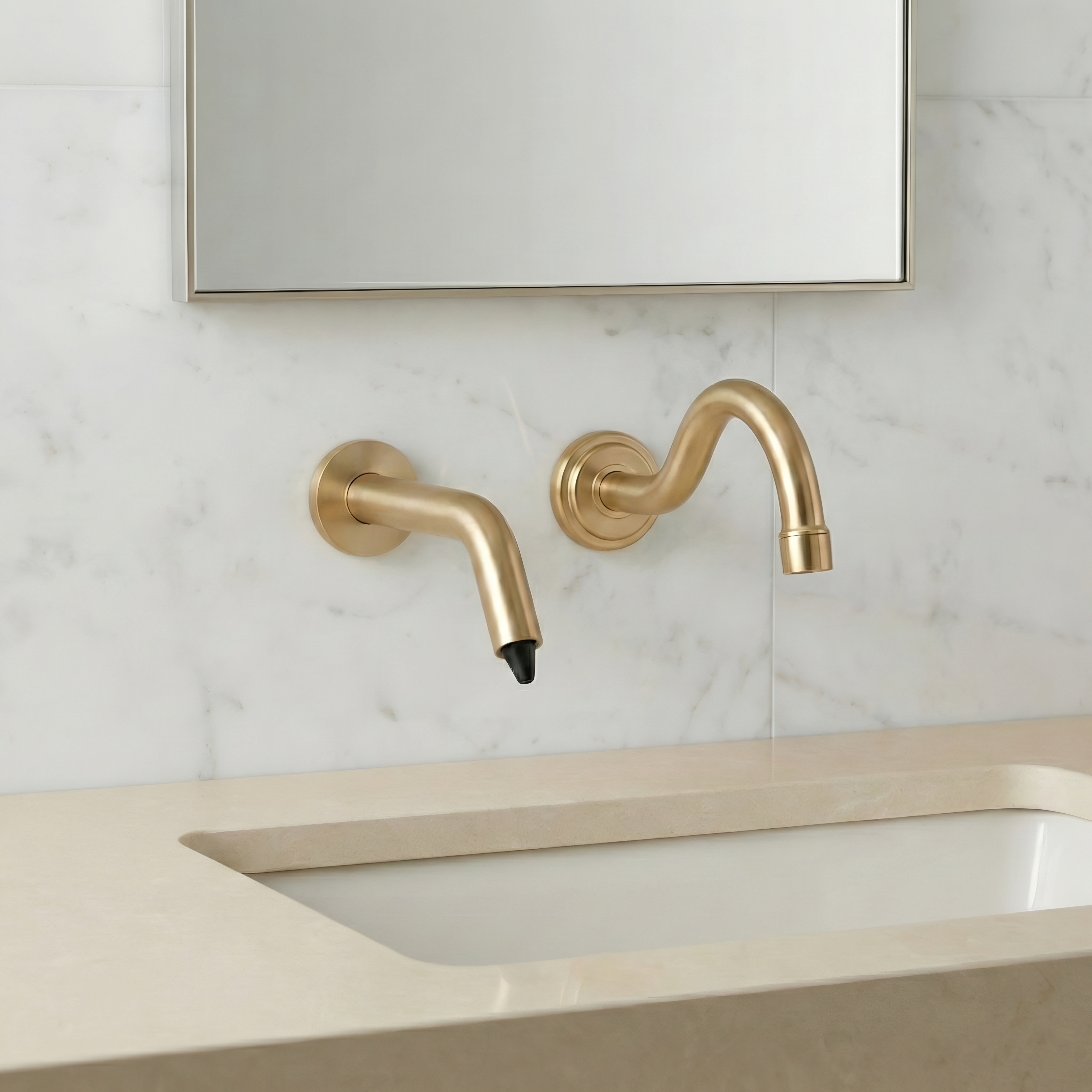 Fontana SmartRinse Champagne Touchless Faucet With Dispenser