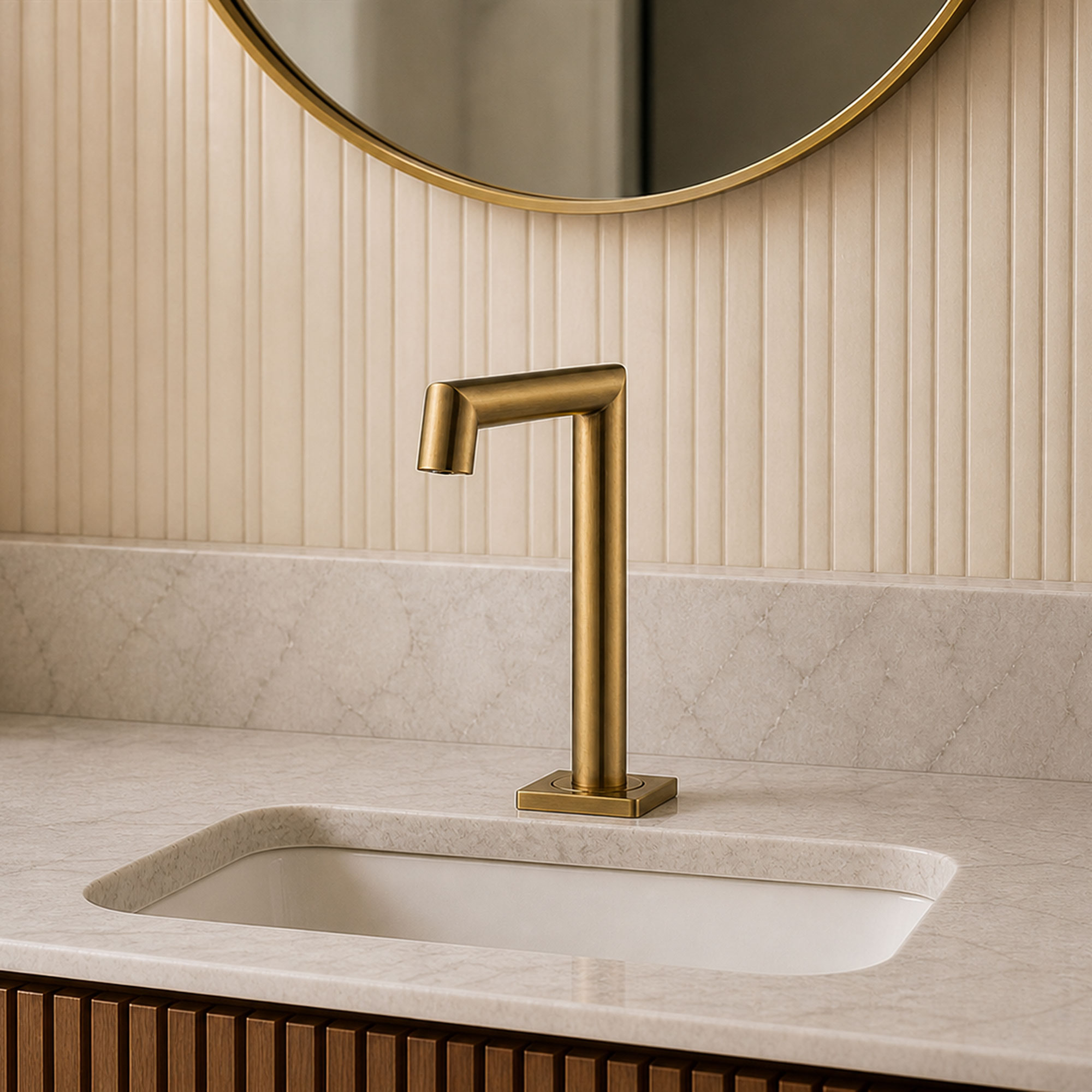 Fontana FlowSense Edition Antique Brass Luxury Touchless Bathroom Faucet