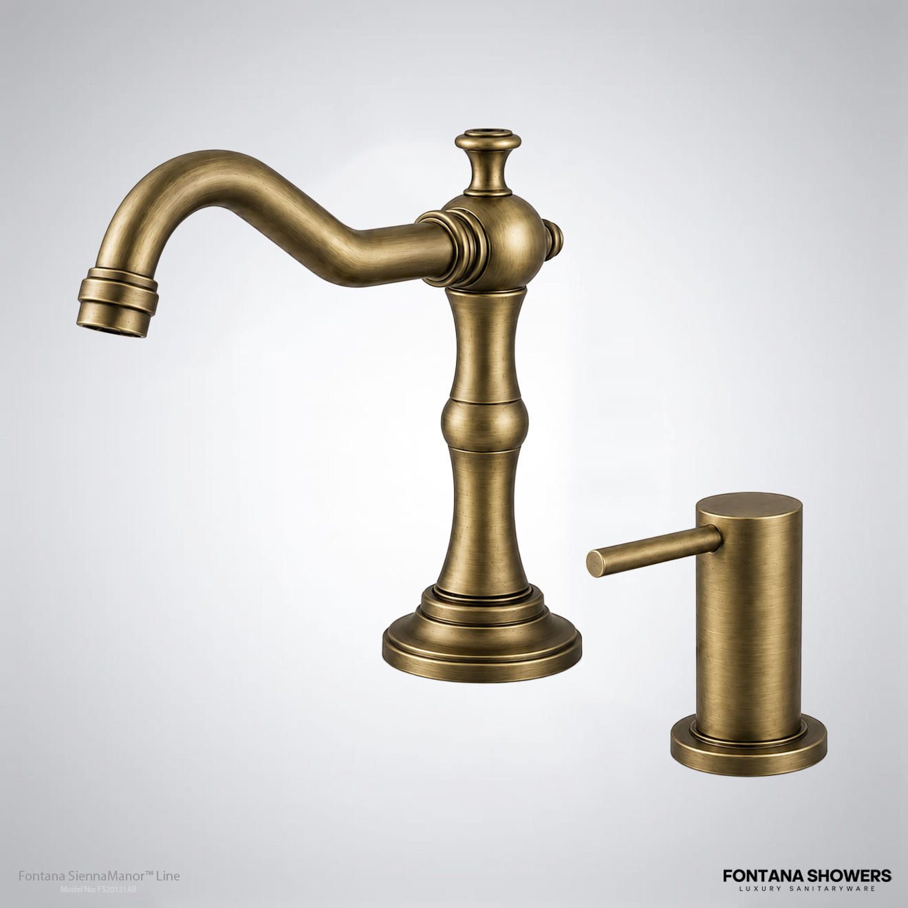 Fontana SiennaManor Line Antique Brass Luxury Brass Touchless Faucet With Manual Dispenser