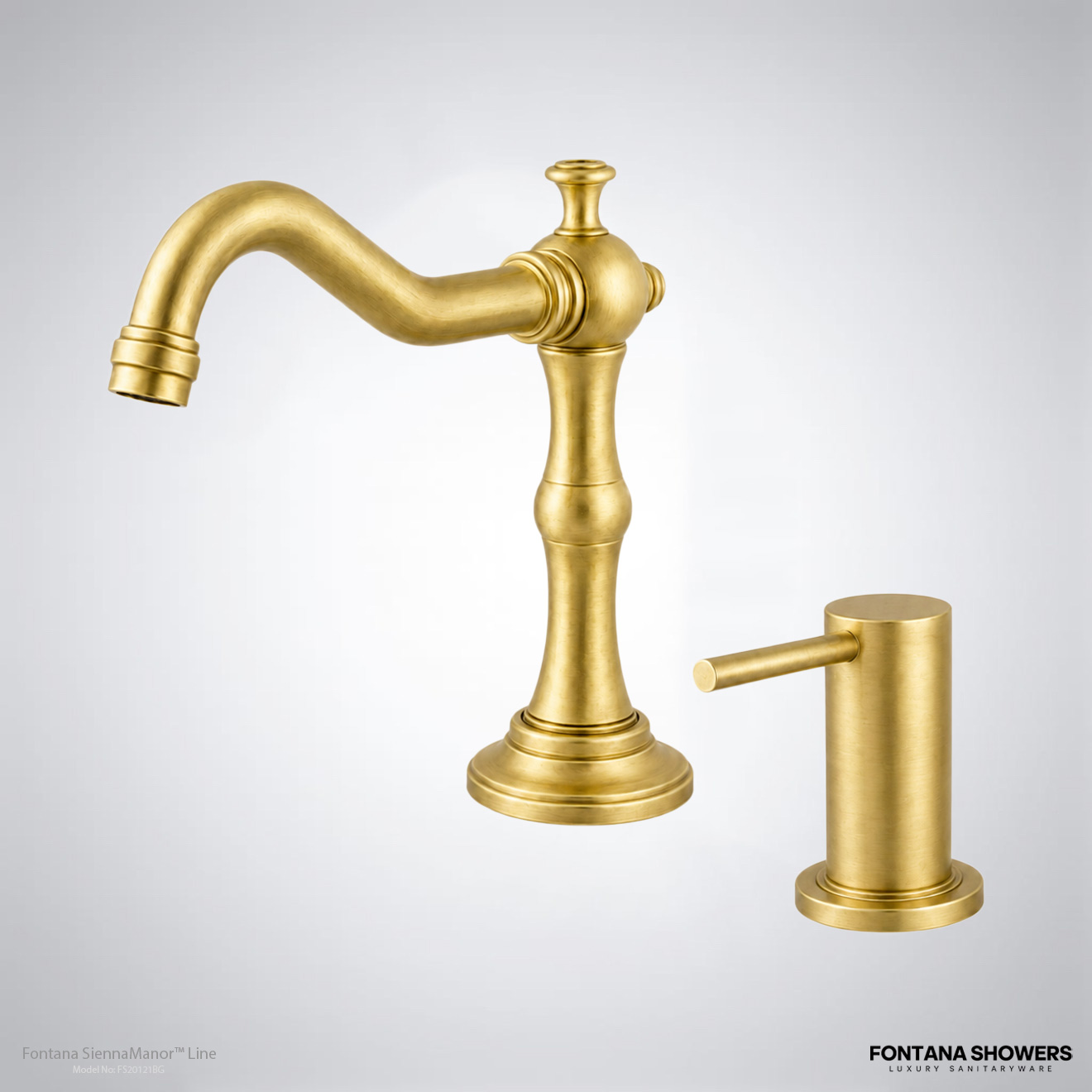 Fontana SiennaManor Line Brushed Gold Luxury Brass Touchless Faucet With Manual Dispenser