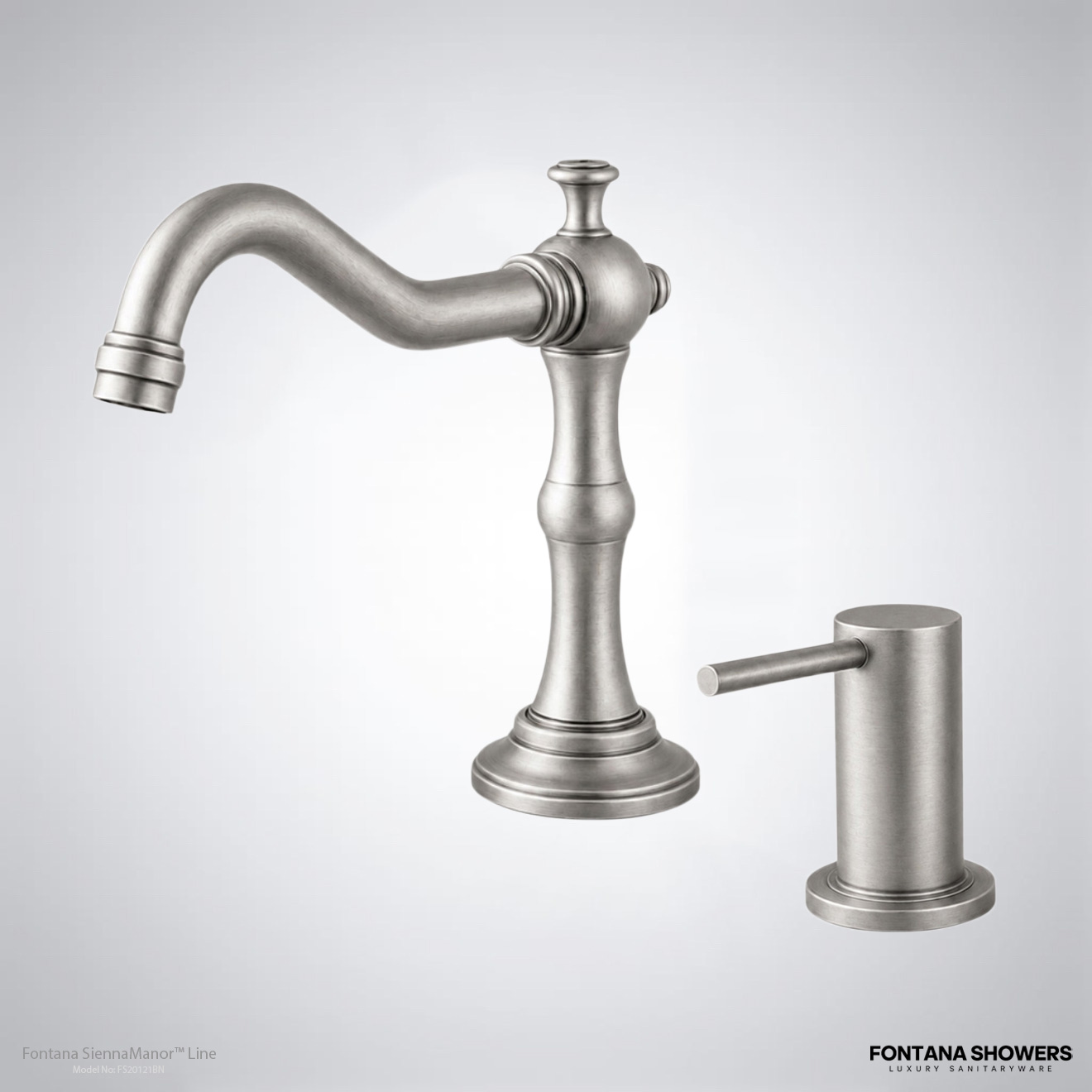 Fontana SiennaManor Line Brushed Nickel Luxury Brass Touchless Faucet With Manual Dispenser