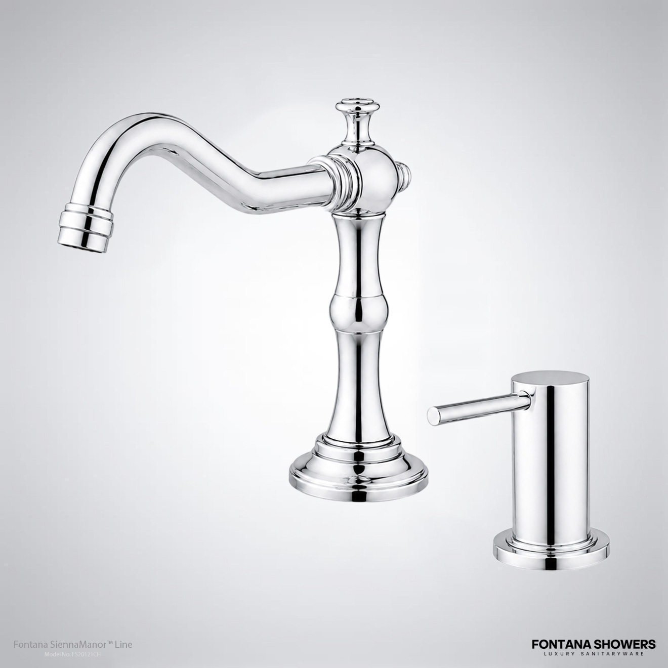 Fontana SiennaManor Line Chrome Luxury Brass Touchless Faucet With Manual Dispenser