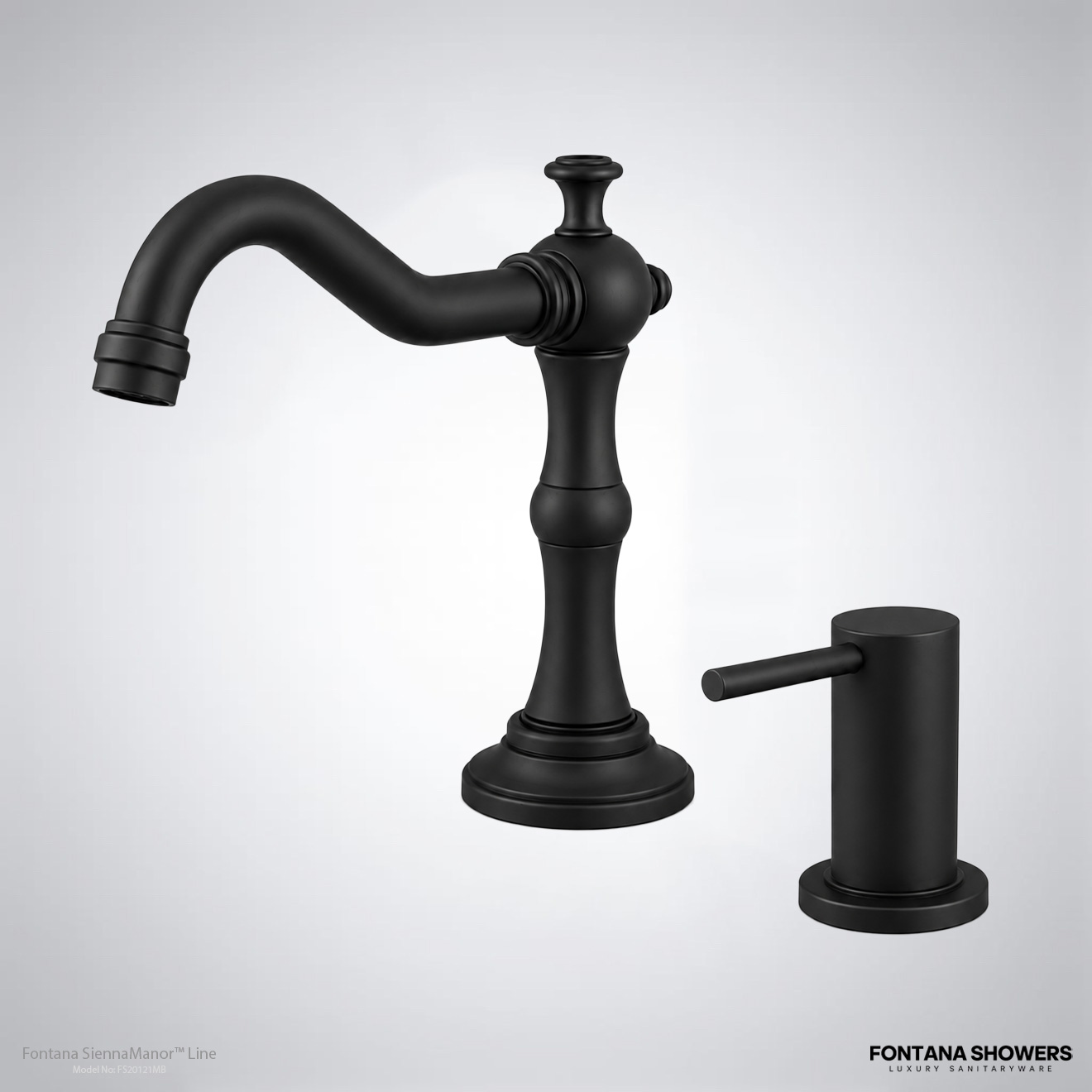 Fontana SiennaManor Line Matte Black Luxury Brass Touchless Faucet With Manual Dispenser