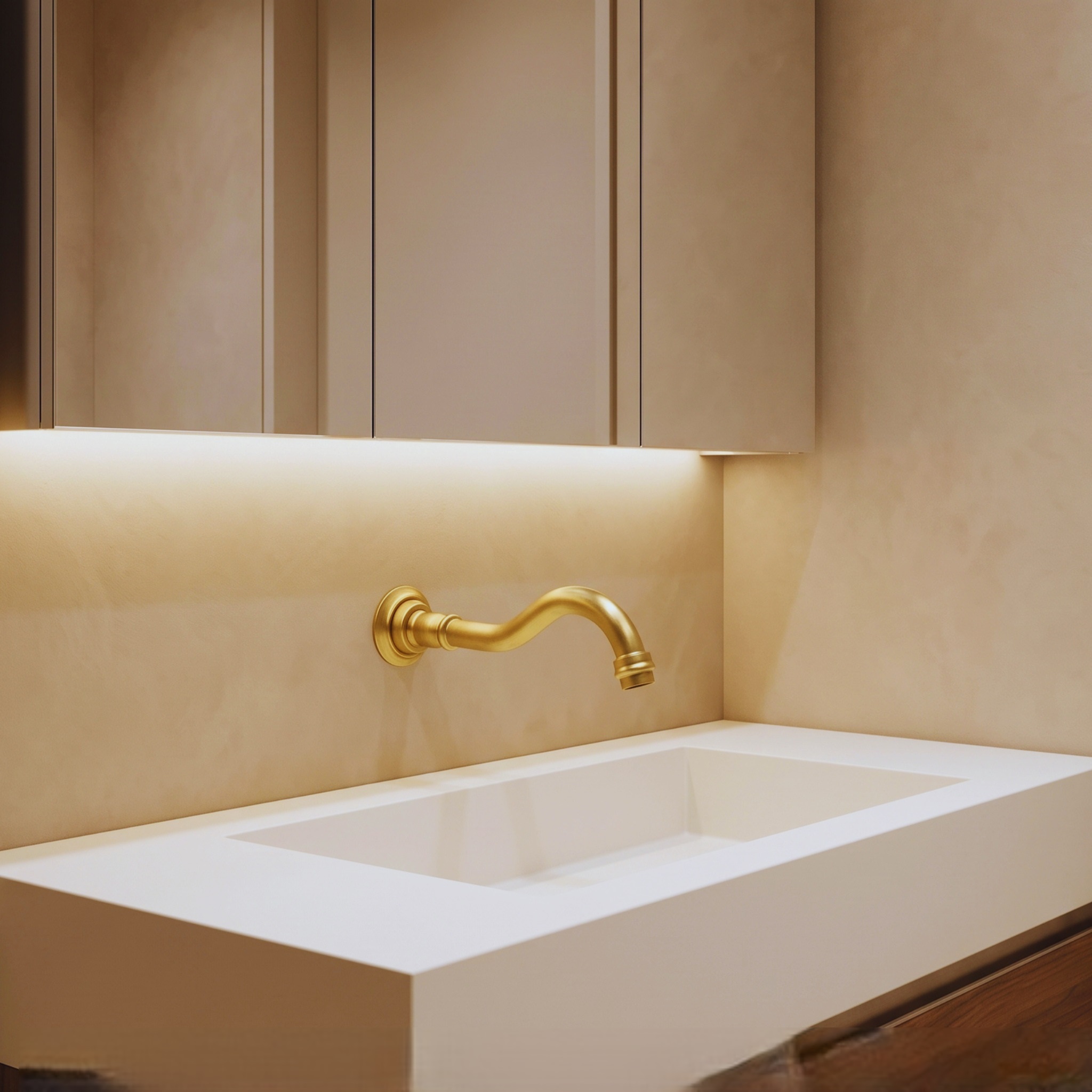 FS20142BG_1 � Fontana SmartWall Line Brushed Gold Dual Control Touchless Faucet