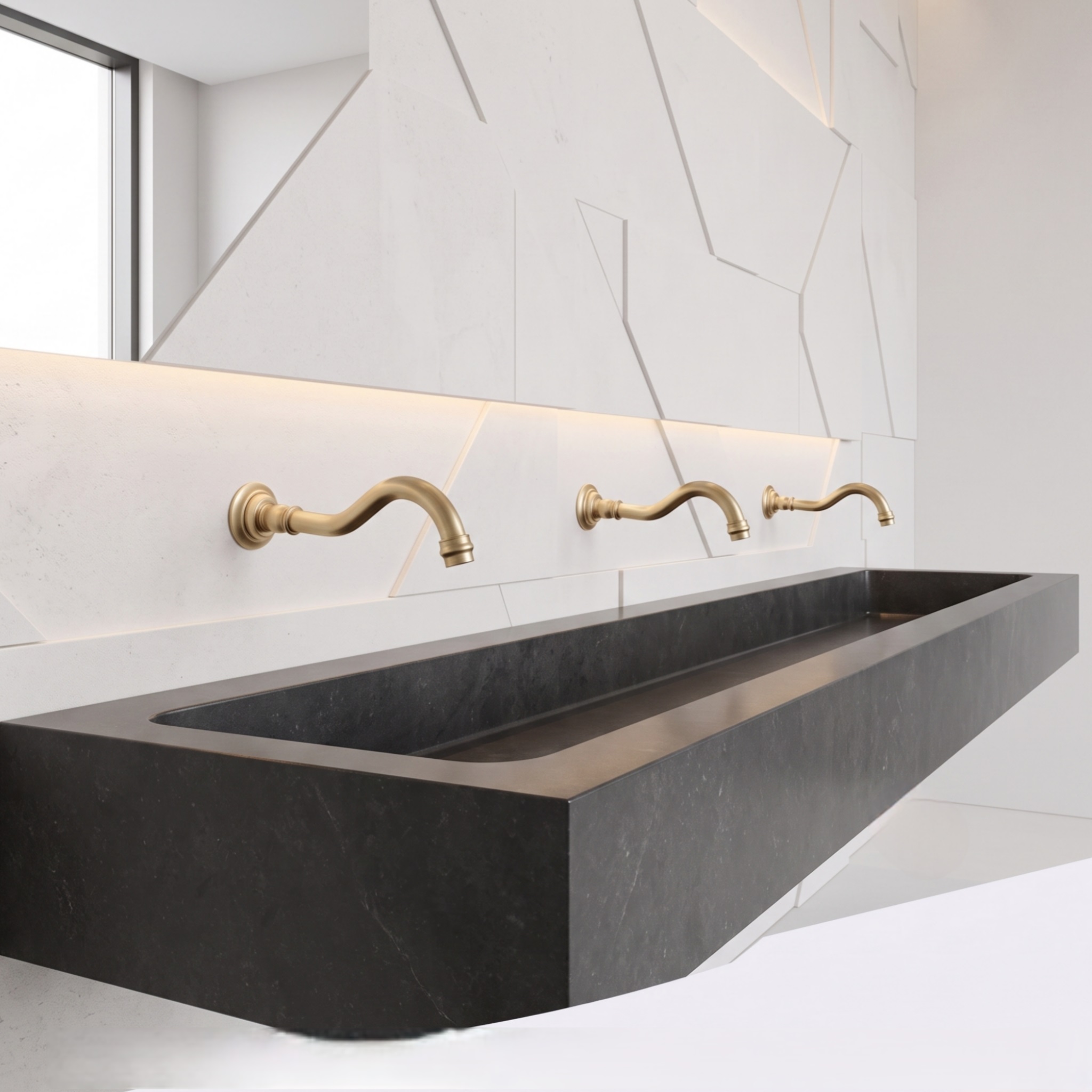 FS20142CP_2 � Fontana SmartWall Line Champagne Wall Mounted Touchless Faucet