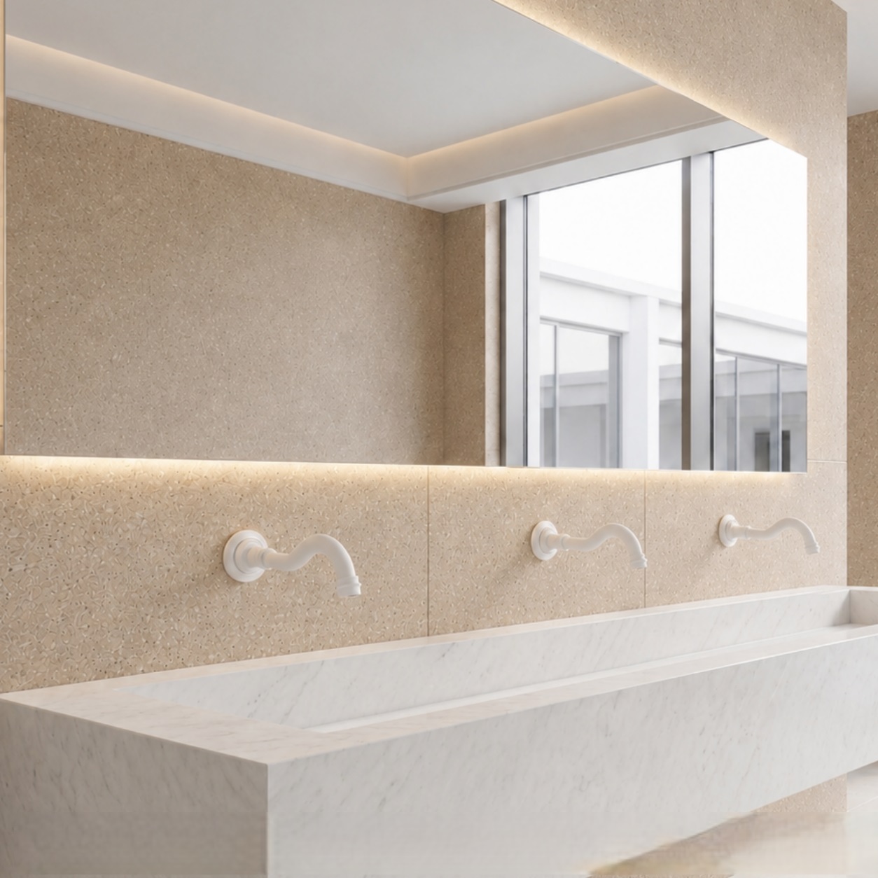 FS20142MW_2 � Fontana SmartWall Line Matte White Two Function Touchless Faucet