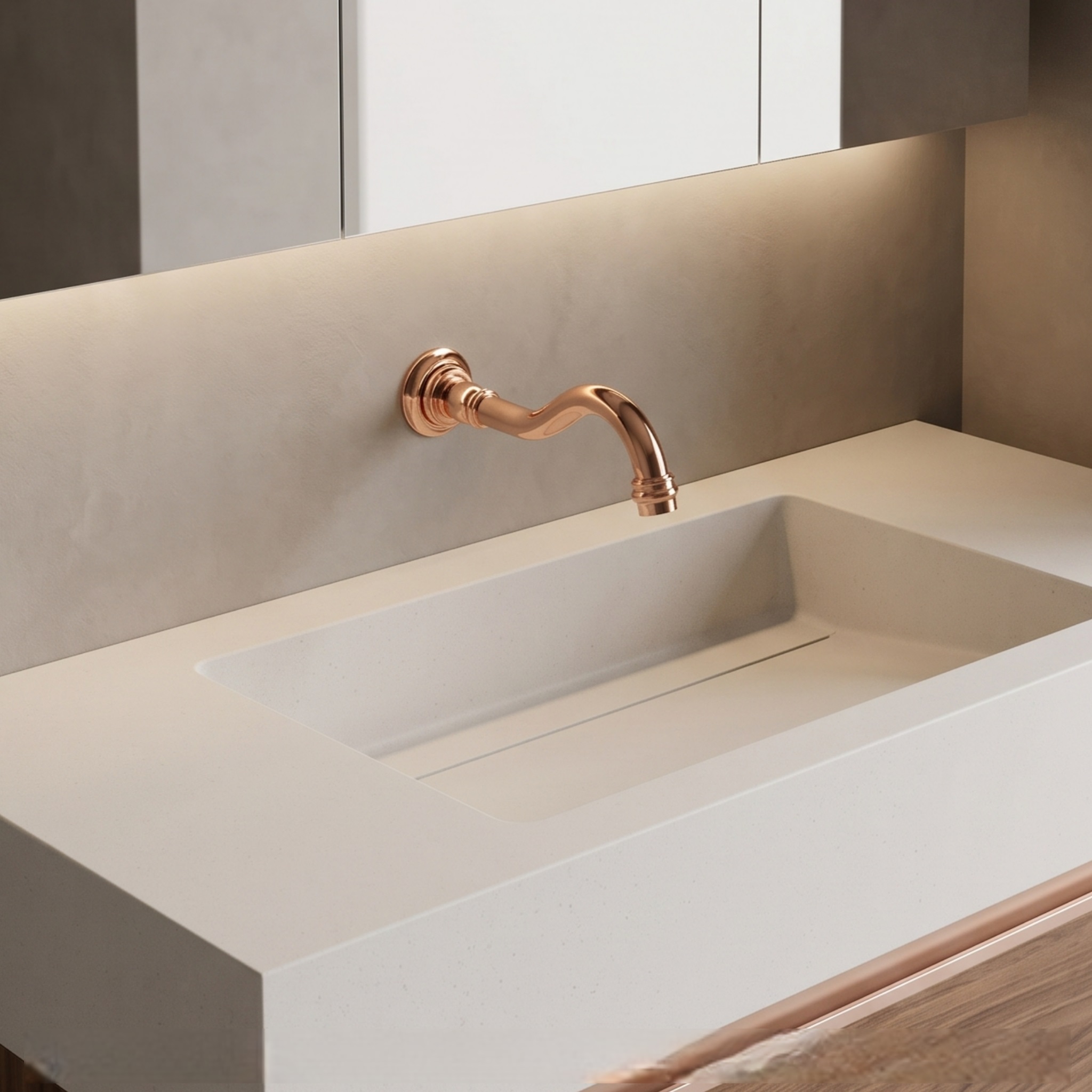 FS20142RG_1 � Fontana SmartWall Line Rose Gold Temperature Control Touchless Faucet
