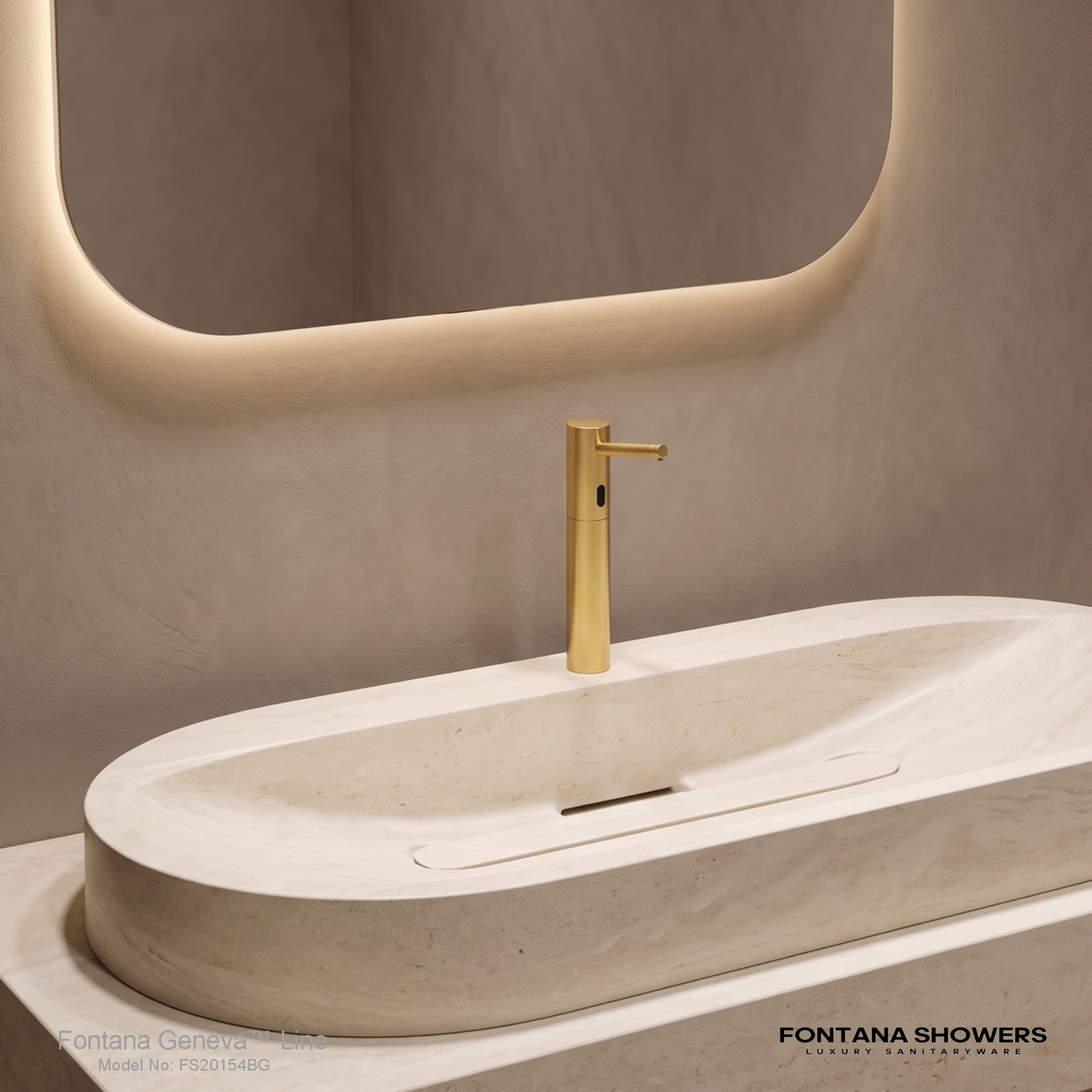 Fontana Geneva Line Brushed Gold Luxury Touchless Soap Dispenser
