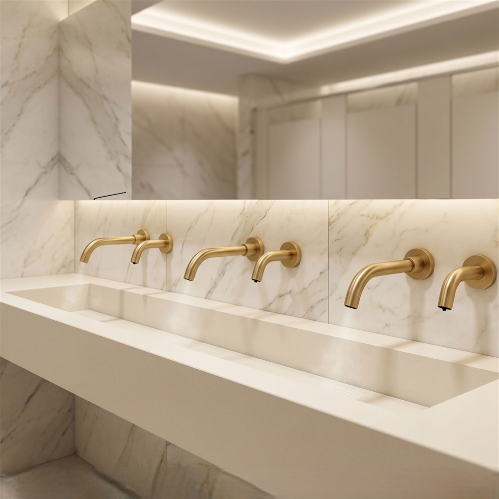 Fontana HydroVibe Series Brushed Gold Sensor Faucet & Soap Dispenser