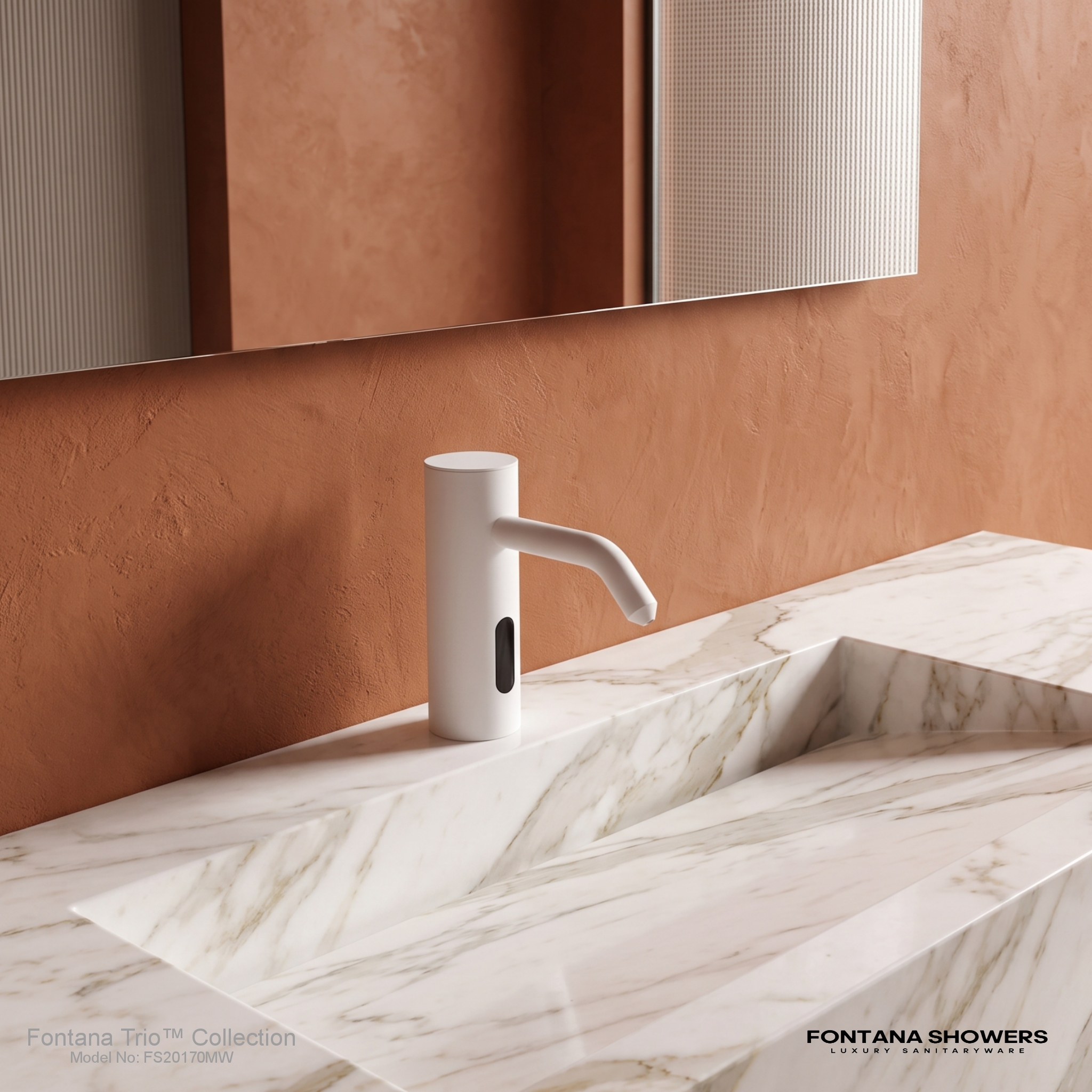 Fontana Trio Collection Matte White Automatic Touchless Soap Dispenser