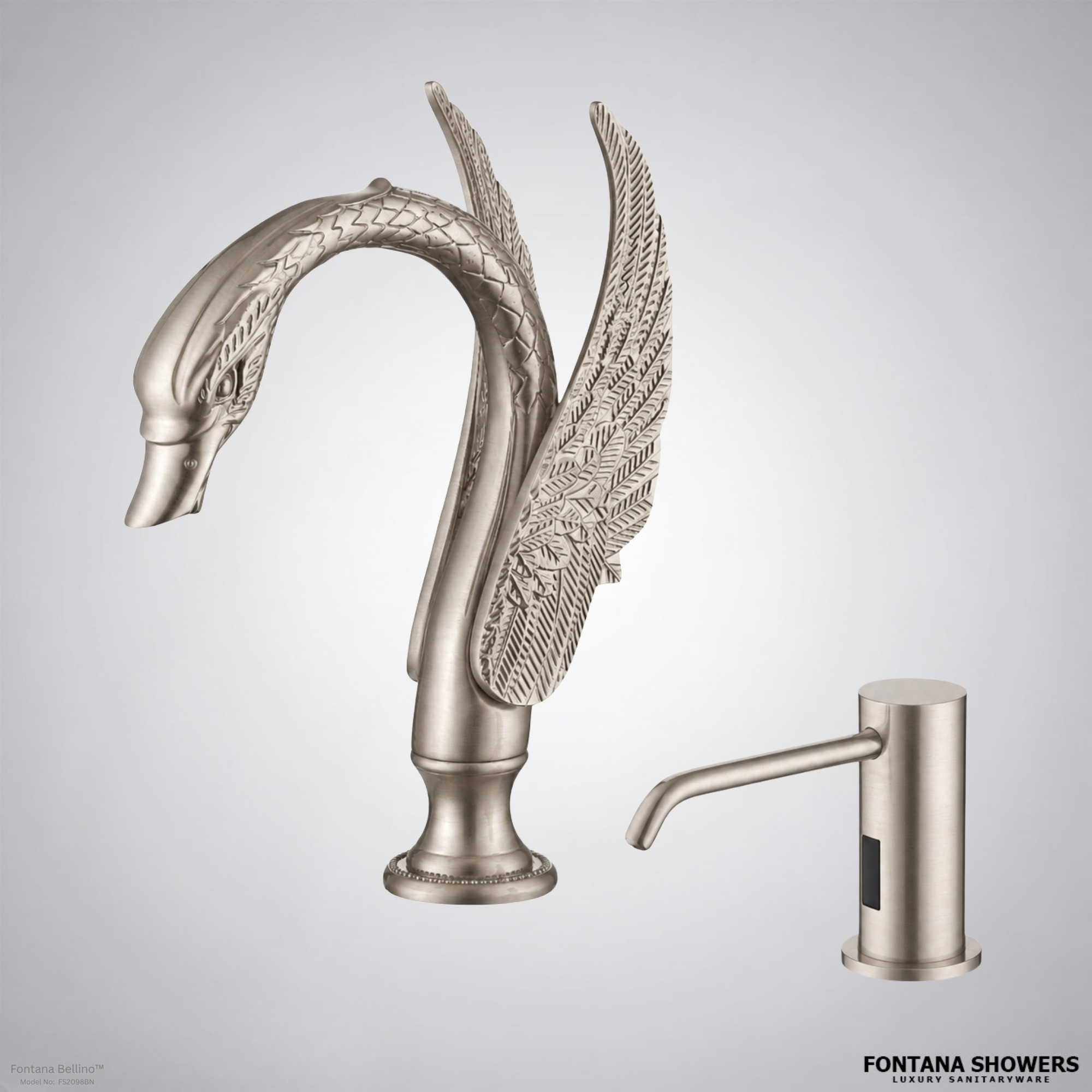 Fontana Bellino Brushed Nickel Touchless Faucet and Dispenser Set