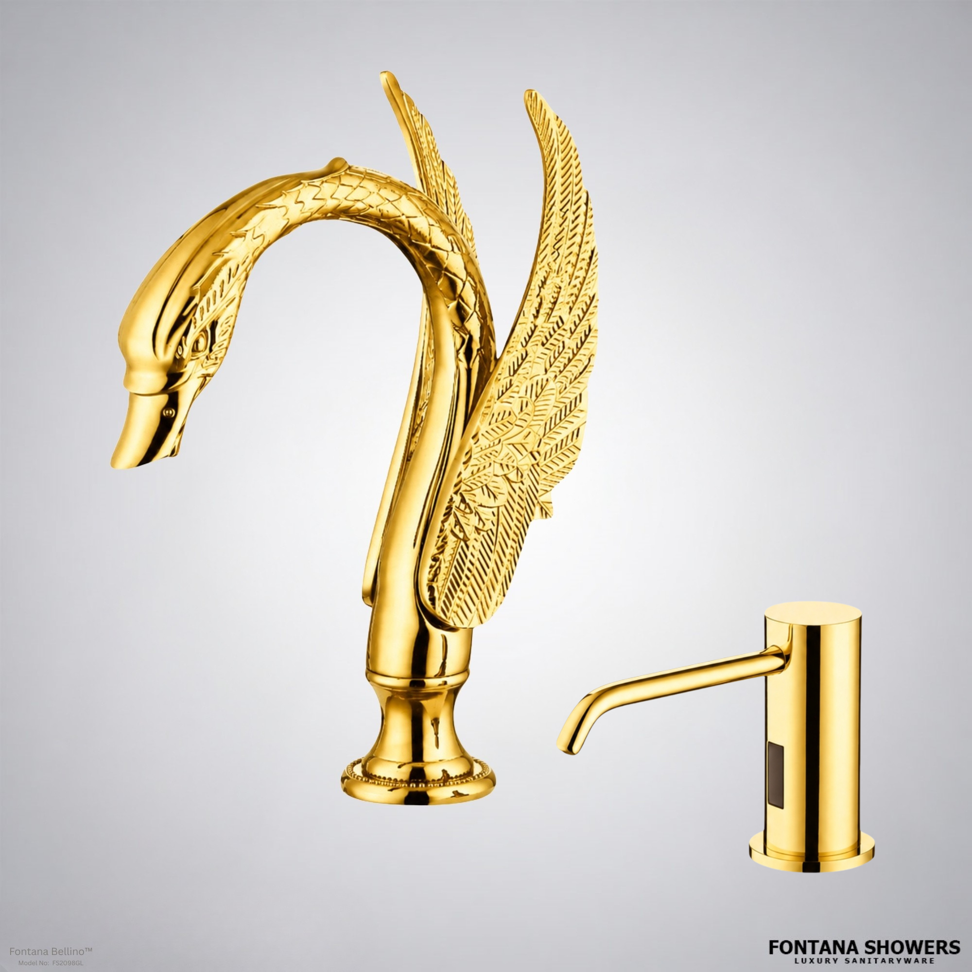 Fontana Bellino Gold Touchless Faucet and Dispenser Set
