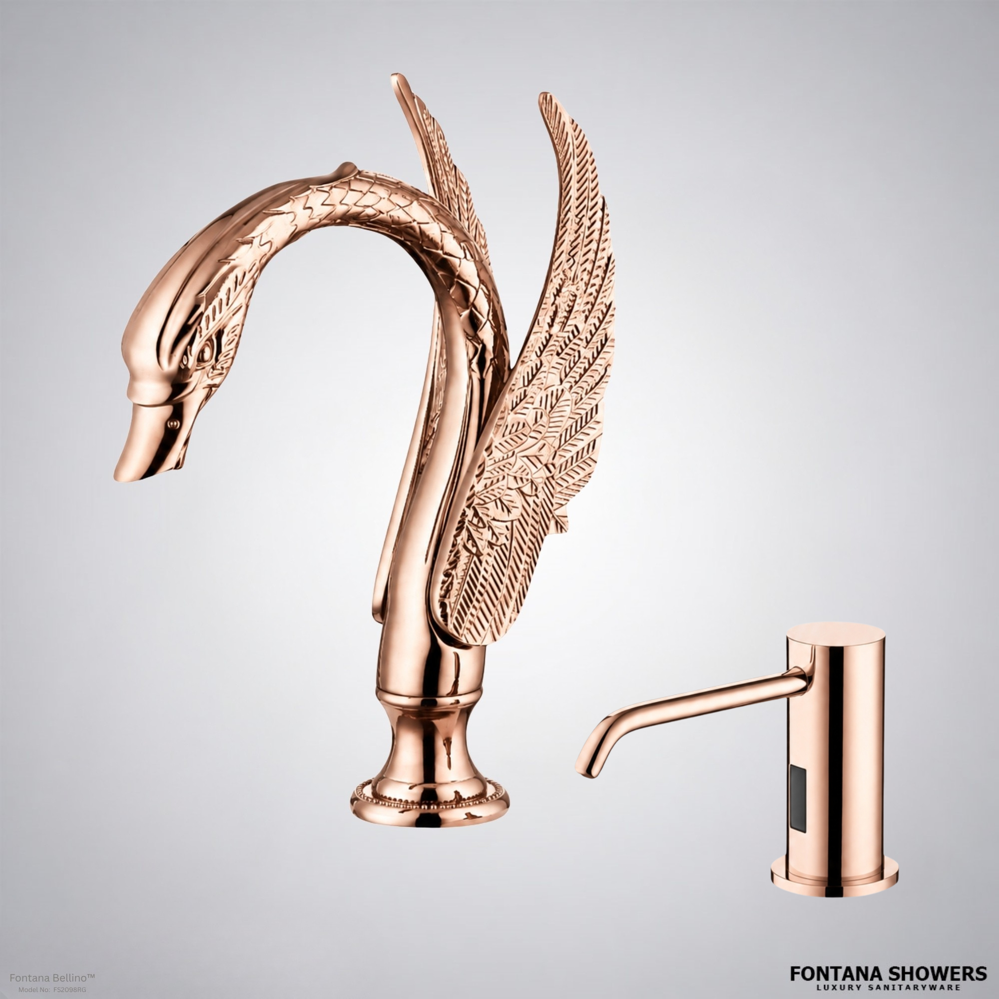 Fontana Bellino Rose Gold Touchless Faucet and Dispenser Set