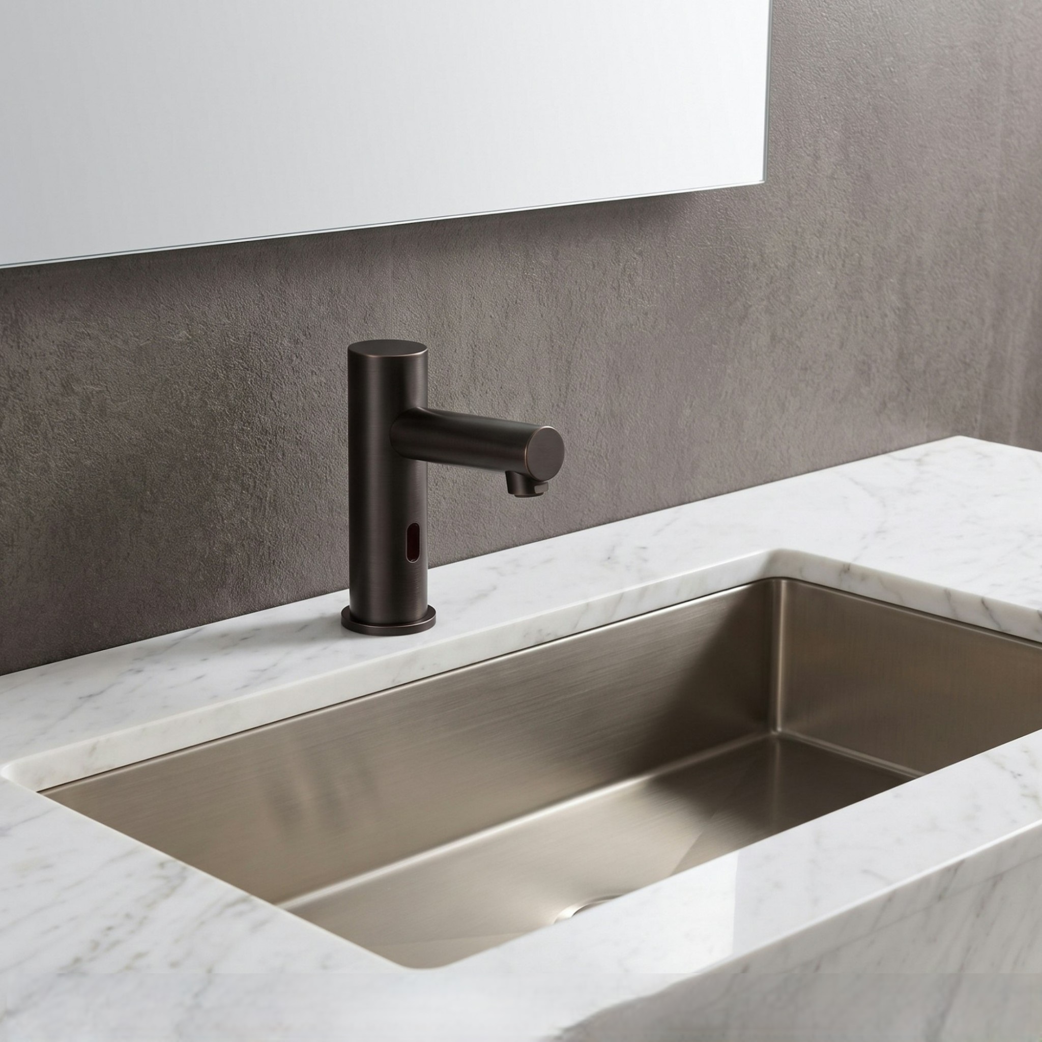 FS2140ORB — Fontana SafeTouchless Series Oil Rubbed Bronze Sensor Controlled Deck Mounted Faucet – Product View 1