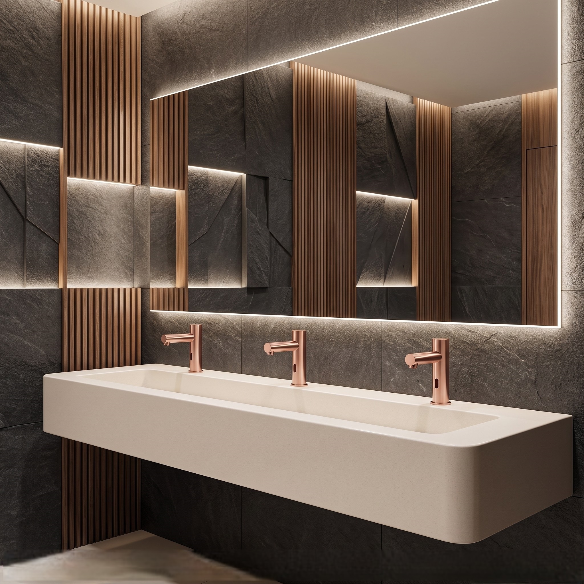 FS2140RG — Fontana SafeTouchless Series Rose Gold Sensor Controlled Deck Mounted Faucet – Product View 1