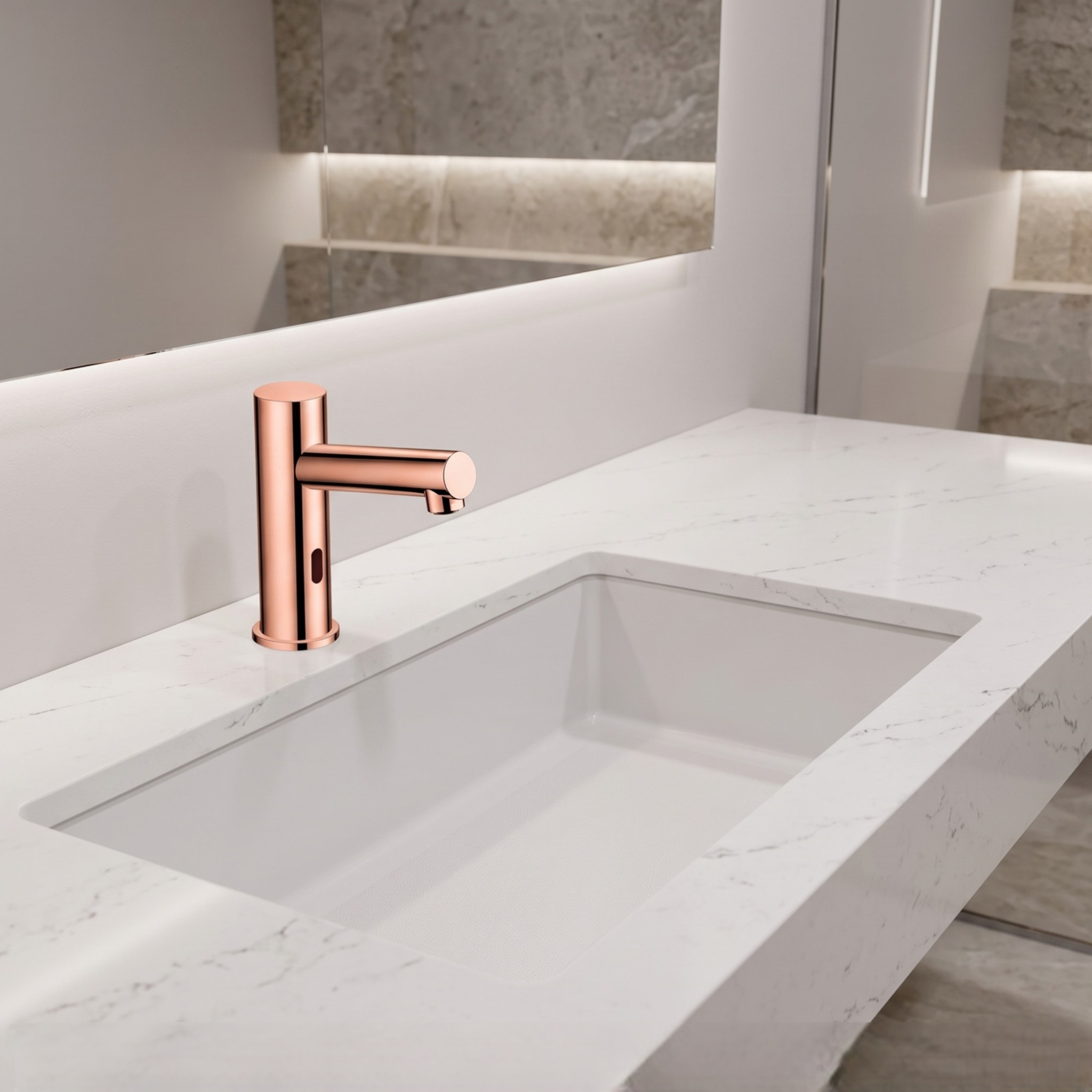 FS2140RG — Fontana SafeTouchless Series Rose Gold Sensor Controlled Deck Mounted Faucet – Product View 1