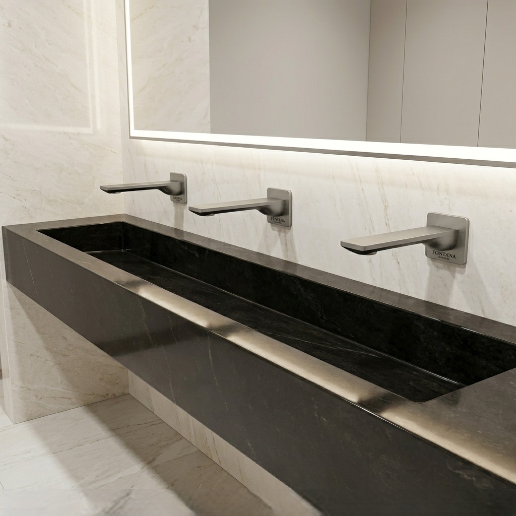 Fontana Bayeux Grey Square Wall Mounted Touchless Faucet — FS7560GR